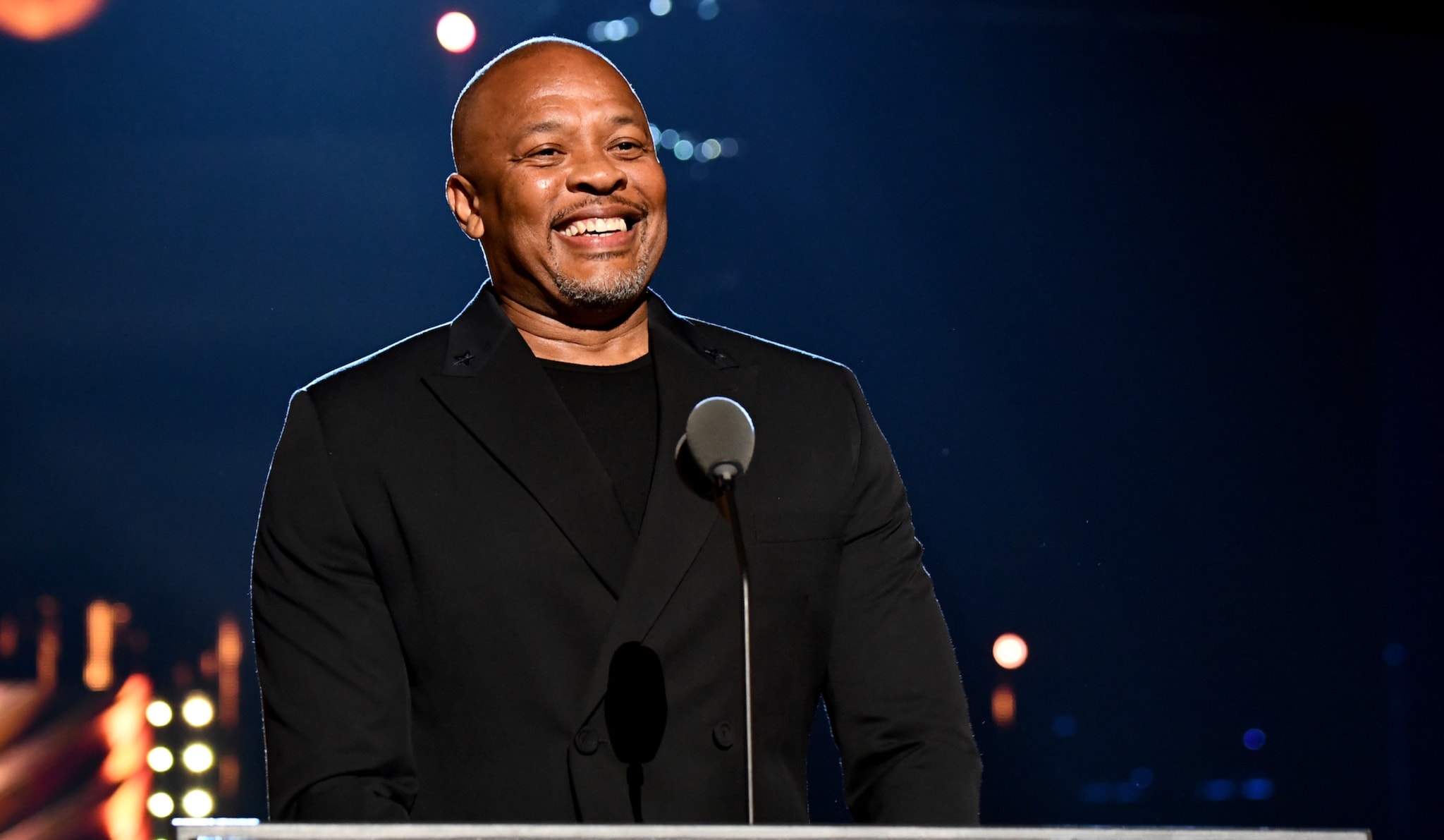Dr. Dre speaking at The Rock and Roll Hall of Fame
