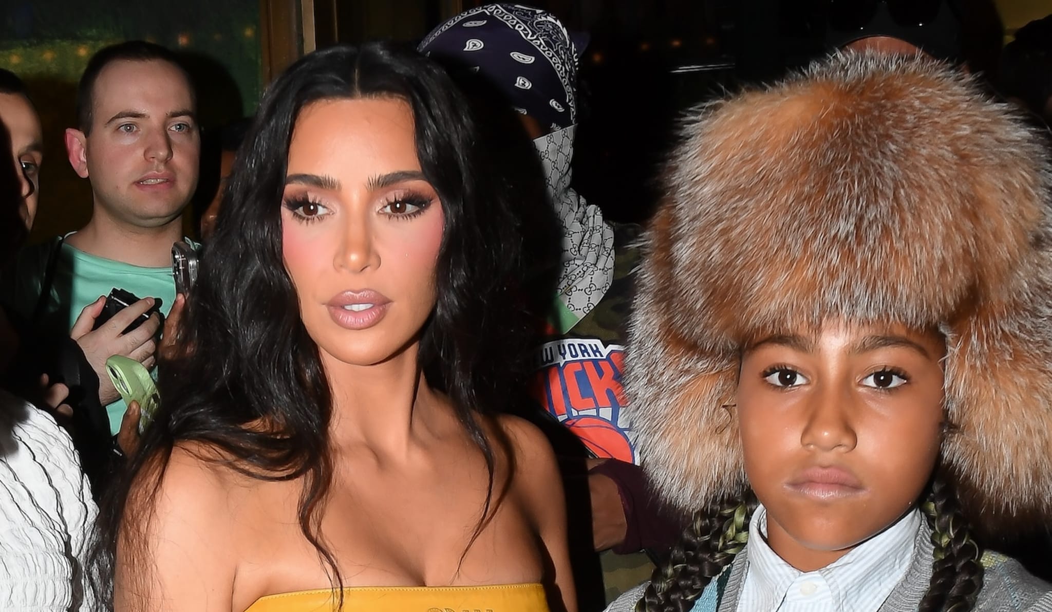 Kim Kardashian and daughter North West are seen out for dinner at the Polo Bar on August 14, 2024 in New York City.
