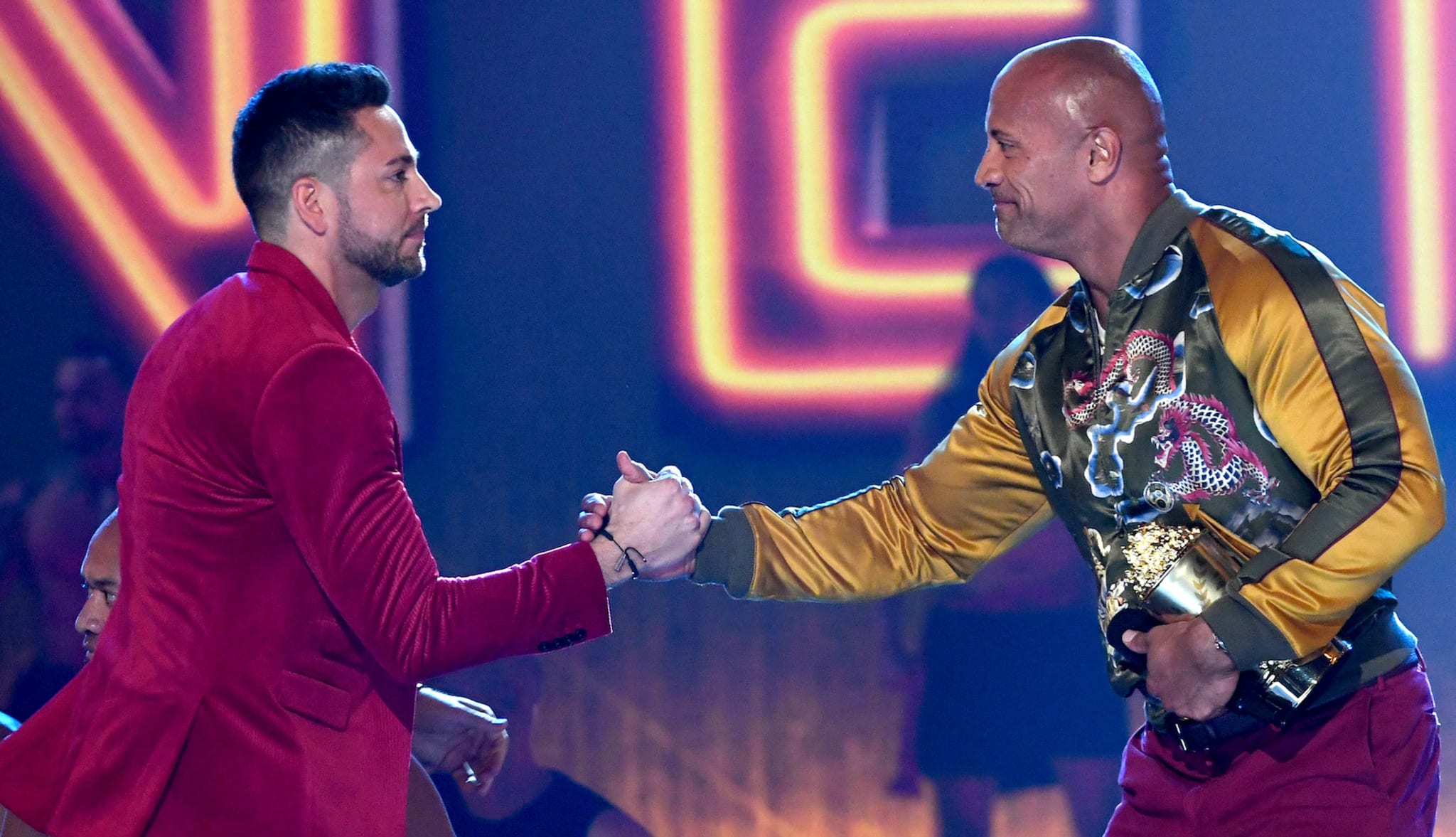 Zachary Levi and Dwayne Johnson together