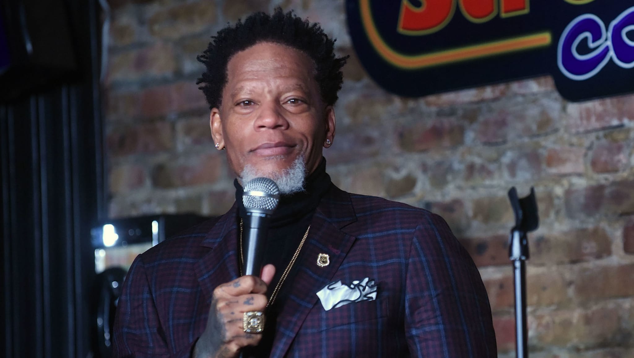 D.L. Hughley performs at The Stress Factory Comedy Club on January 21, 2022