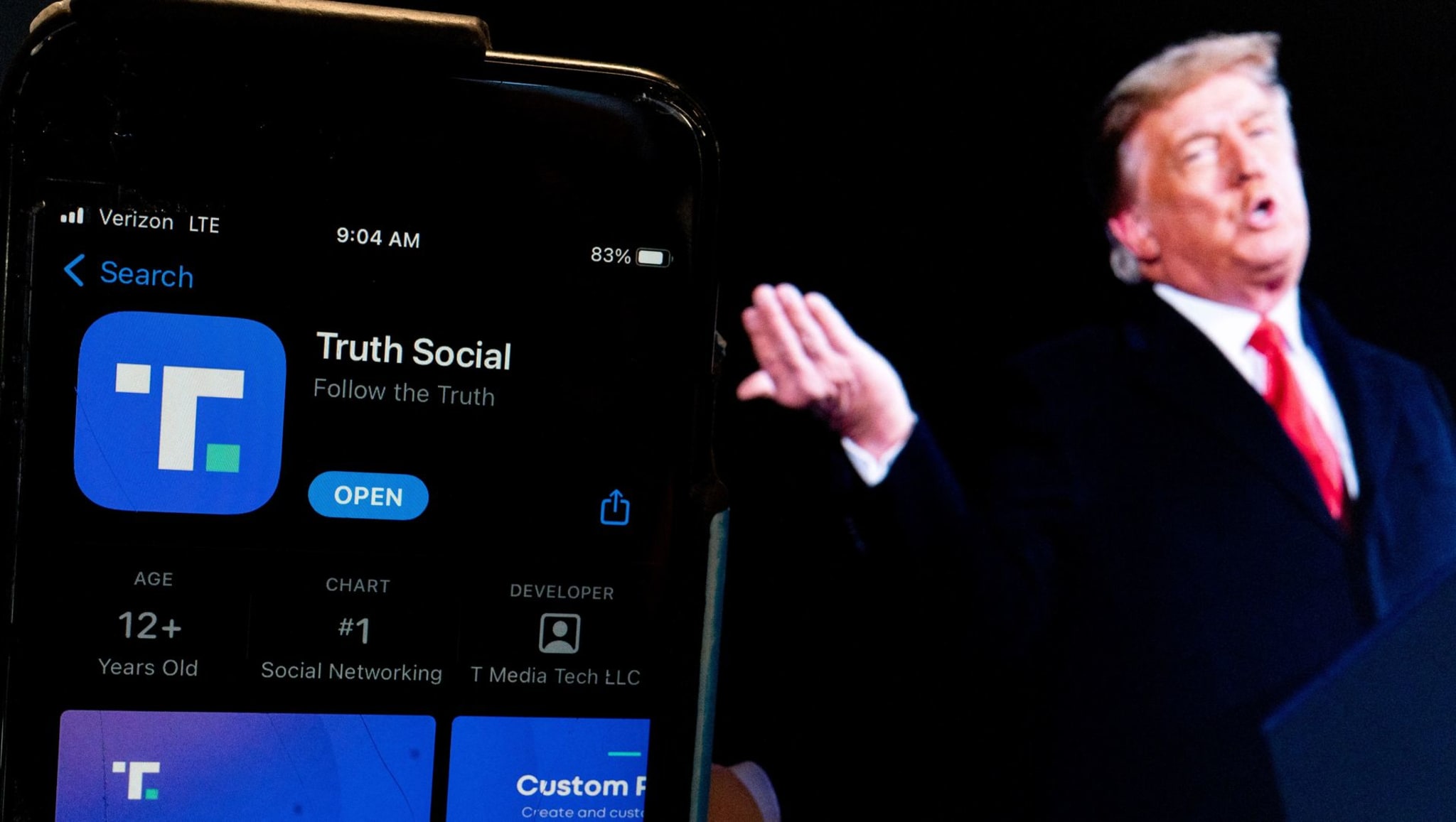 Photo illustration of Donald Trump's new app