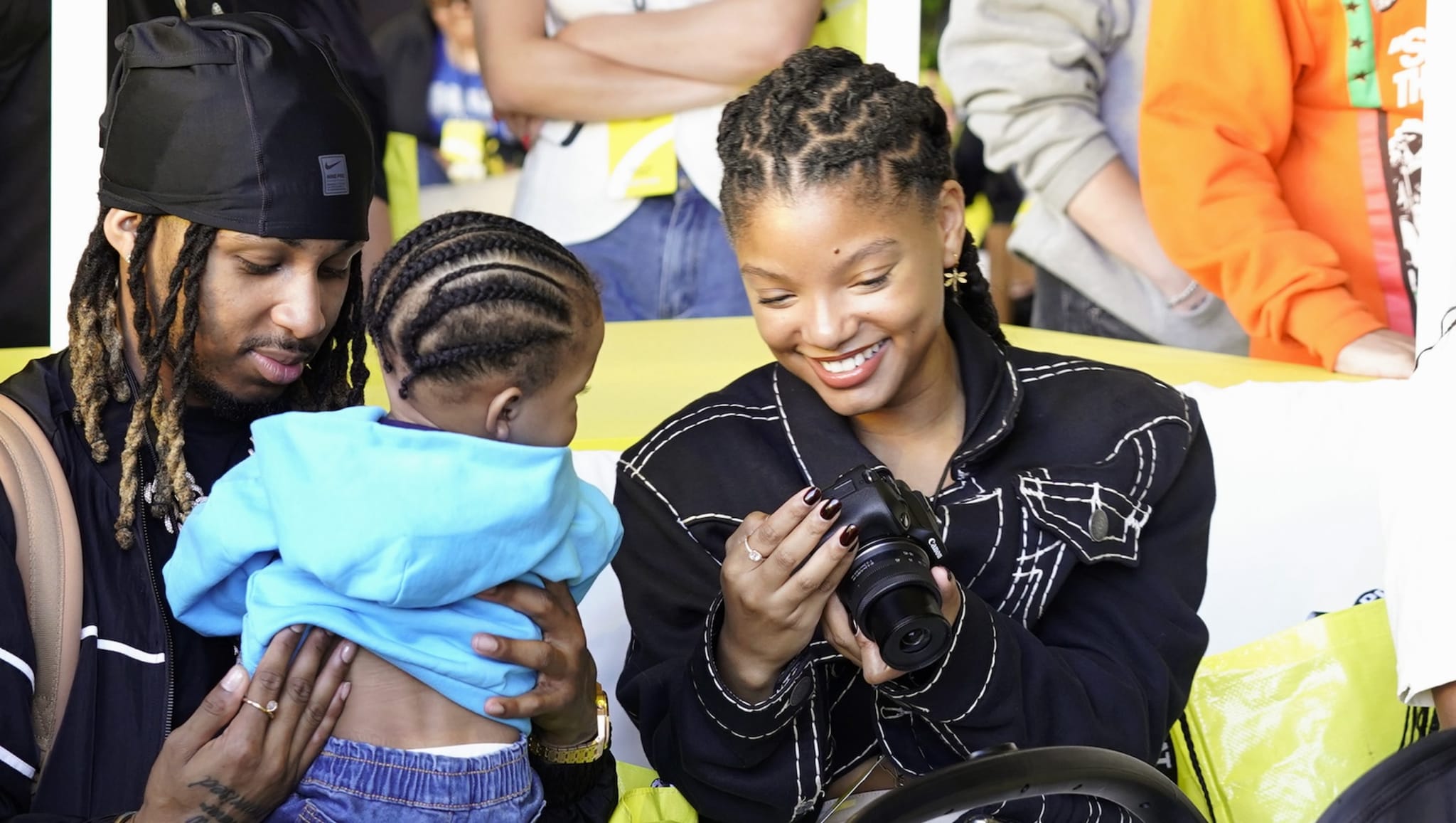 SANTA MONICA, CALIFORNIA - SEPTEMBER 17: (C) DDG and Halle Bailey attend the Snap Partner Summit 2024 on September 17, 2024 in Santa Monica, California. 