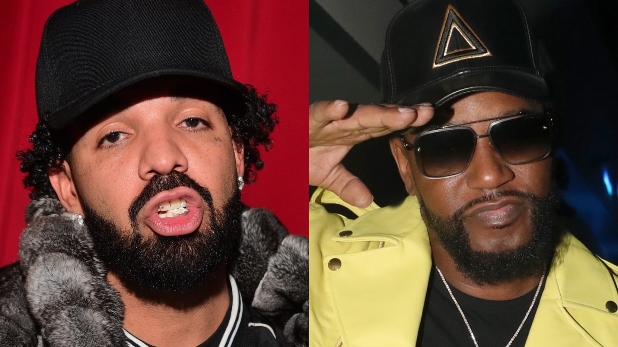 Splitscreen image of Drake and Cam'ron