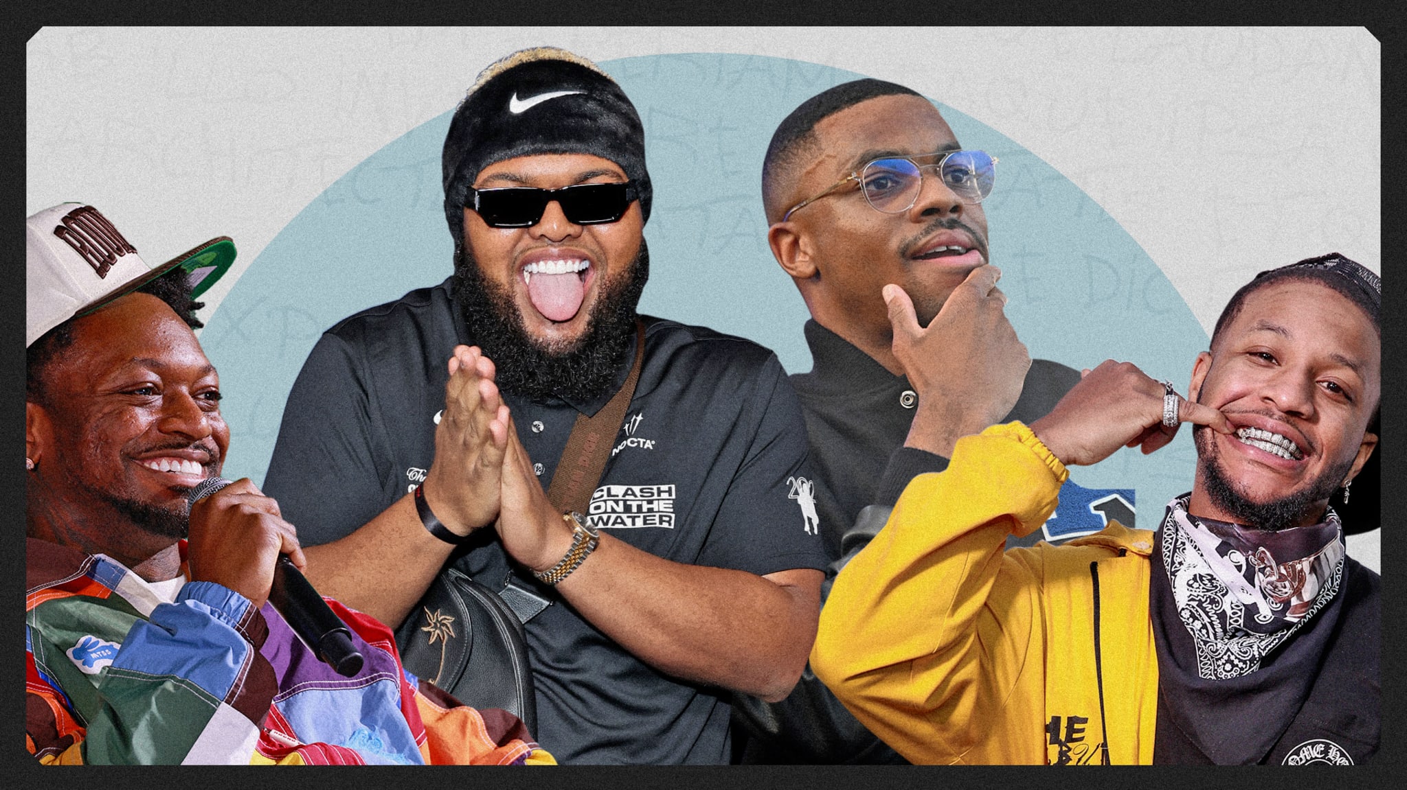 Funny Marco, Druski, Vince Staples, and BenDaDonnn are smiling and posing. 