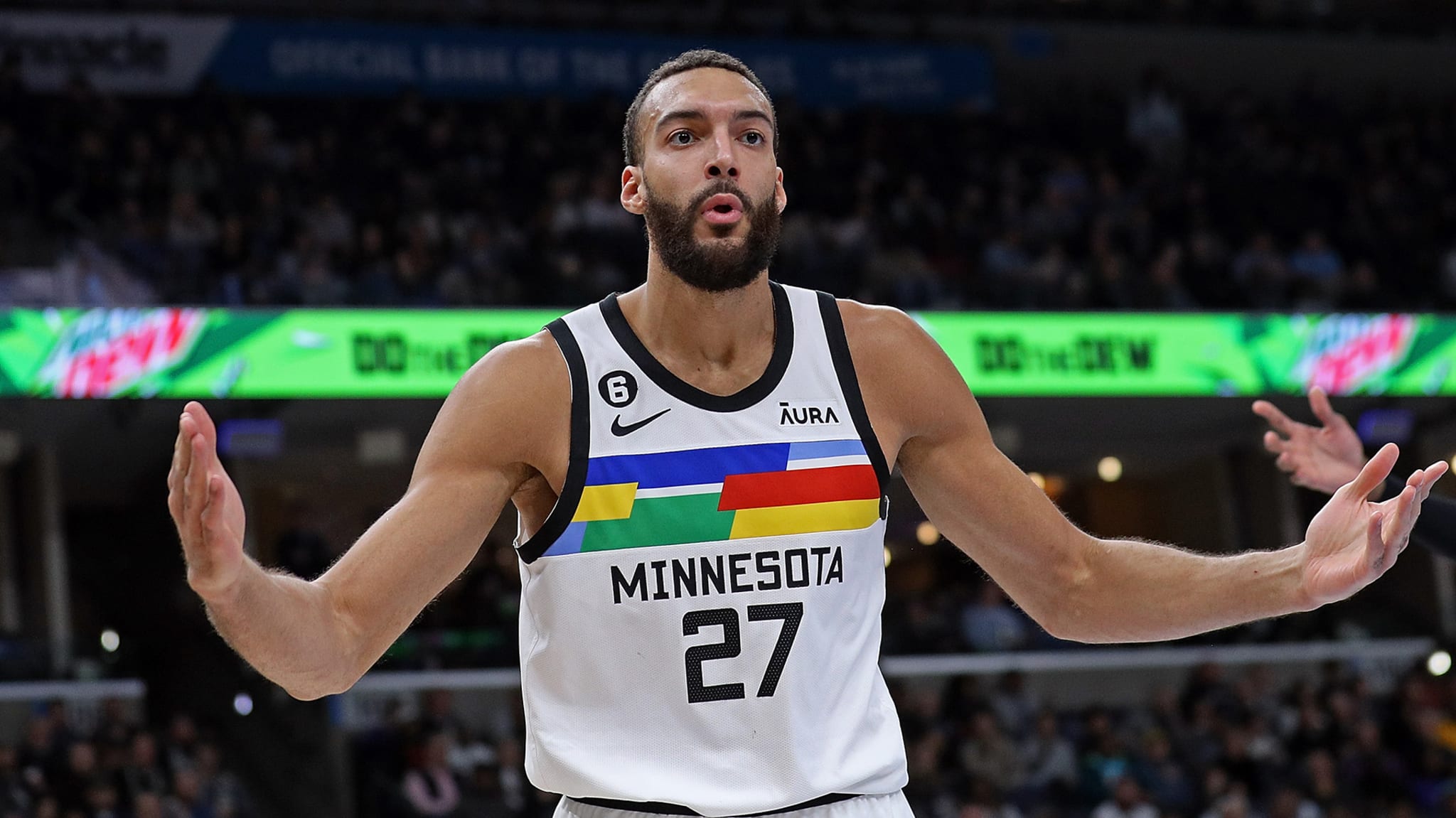 Rudy Gobert #27 of the Minnesota Timberwolves during a game against the Memphis Grizzlies