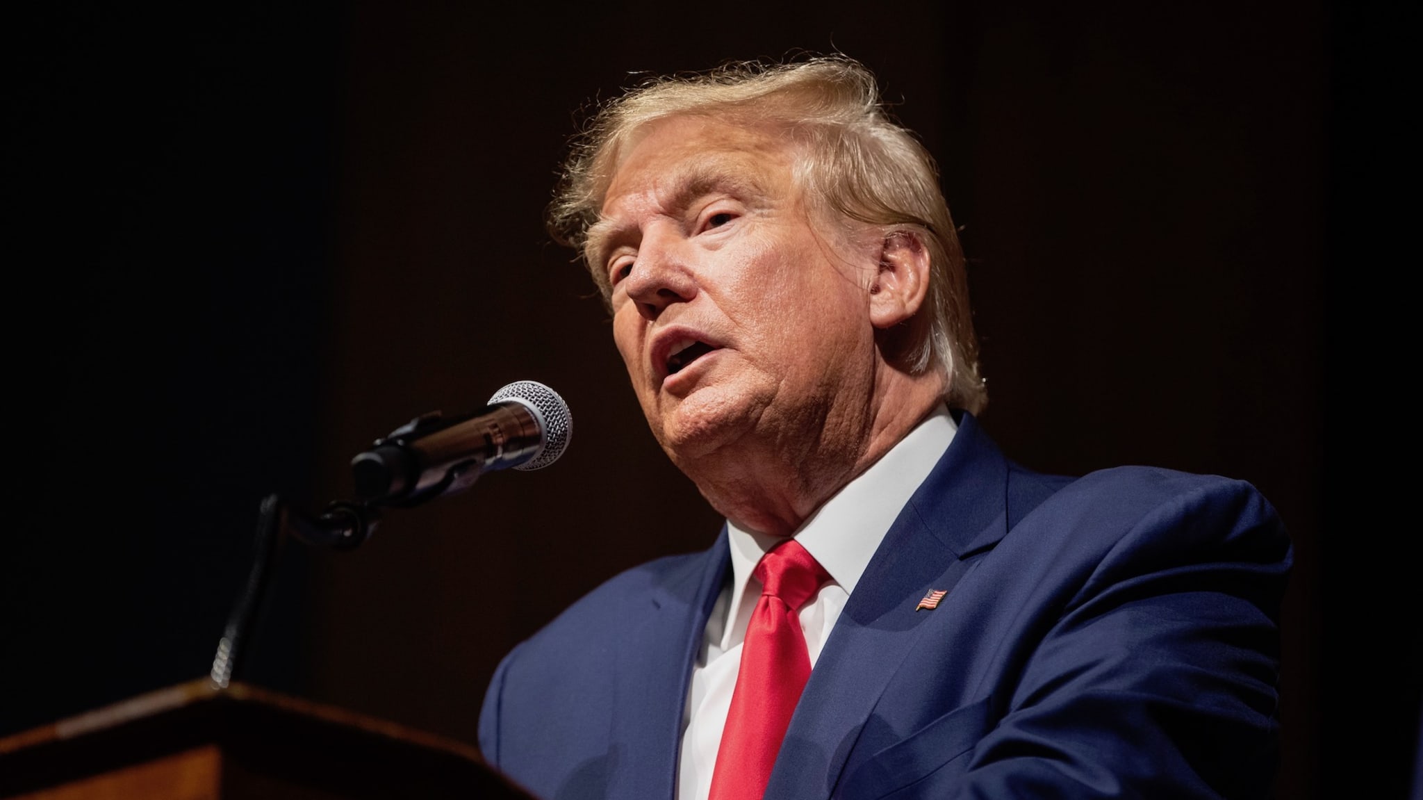 Former U.S. President Donald Trump speaks in New Hampshire