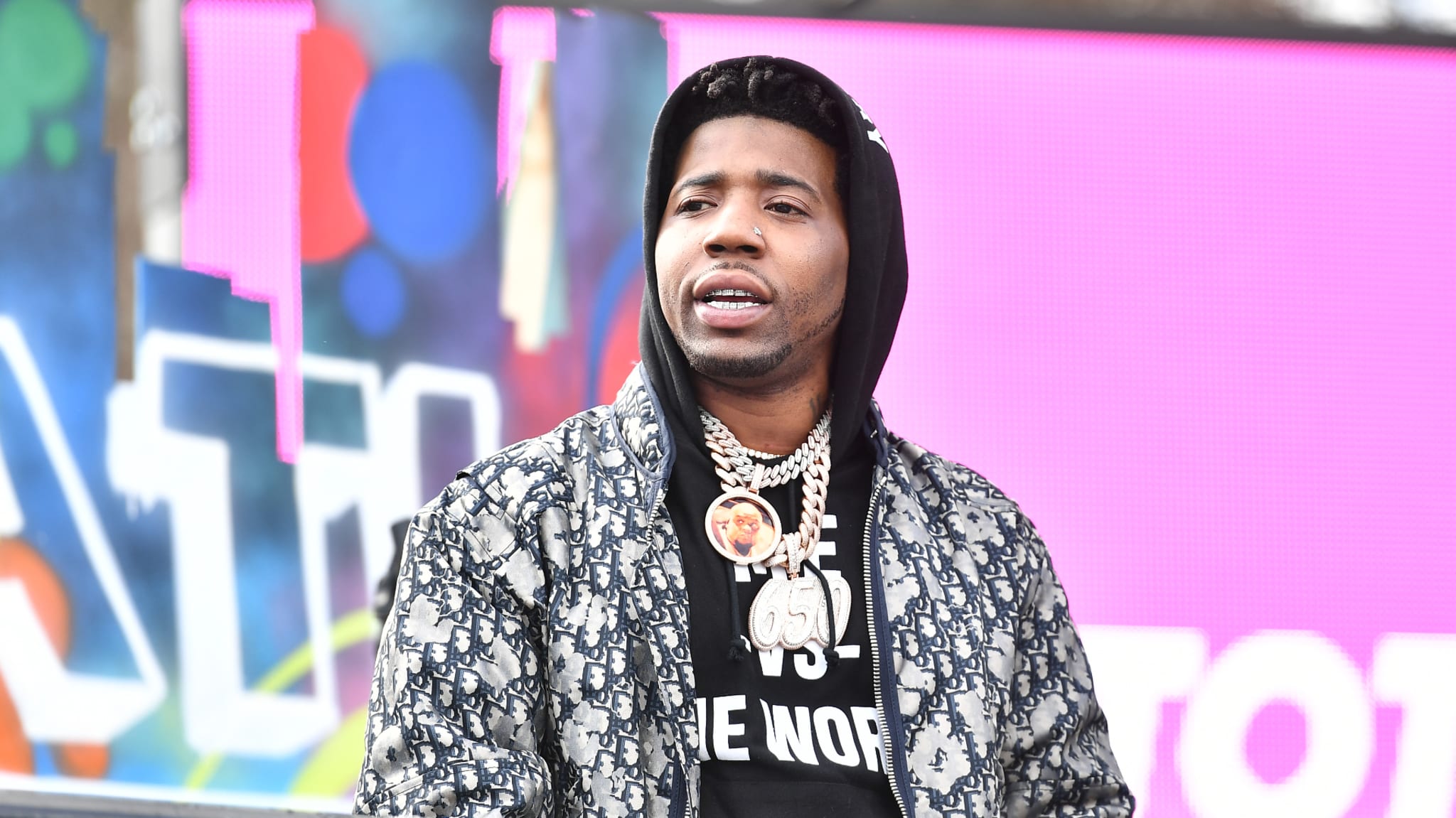 YFN Lucci performs onstage during "Joy To The Polls" pop up concert.