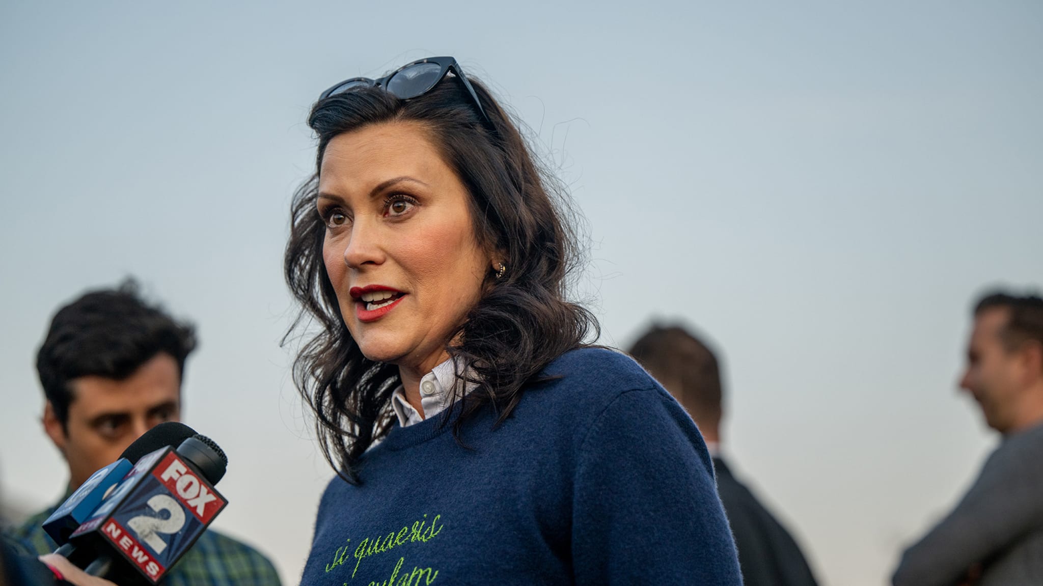 Michigan Governor Gretchen Whitmer answers questions from reporters