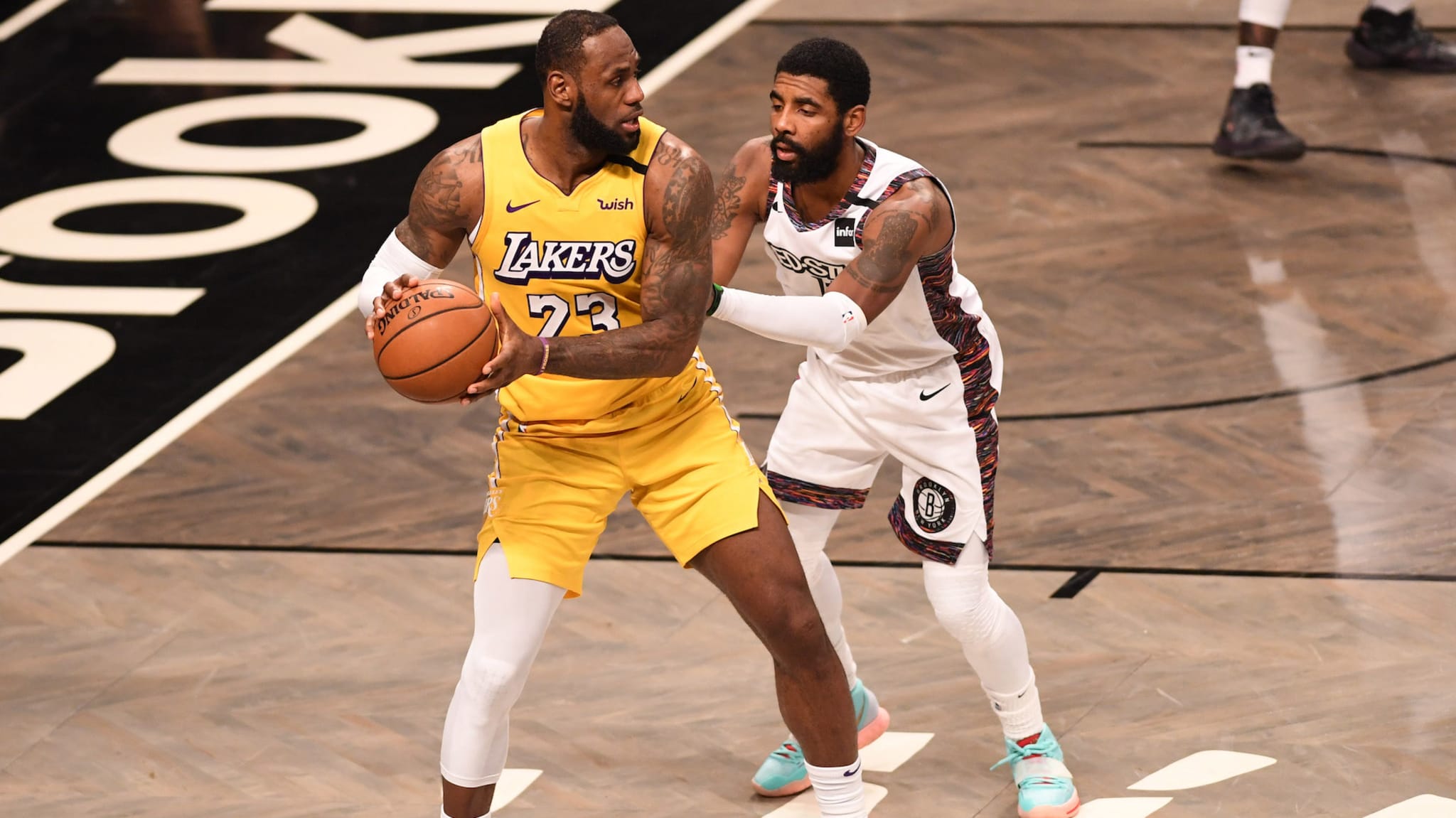 LeBron James and Kyrie Irving playing in BK