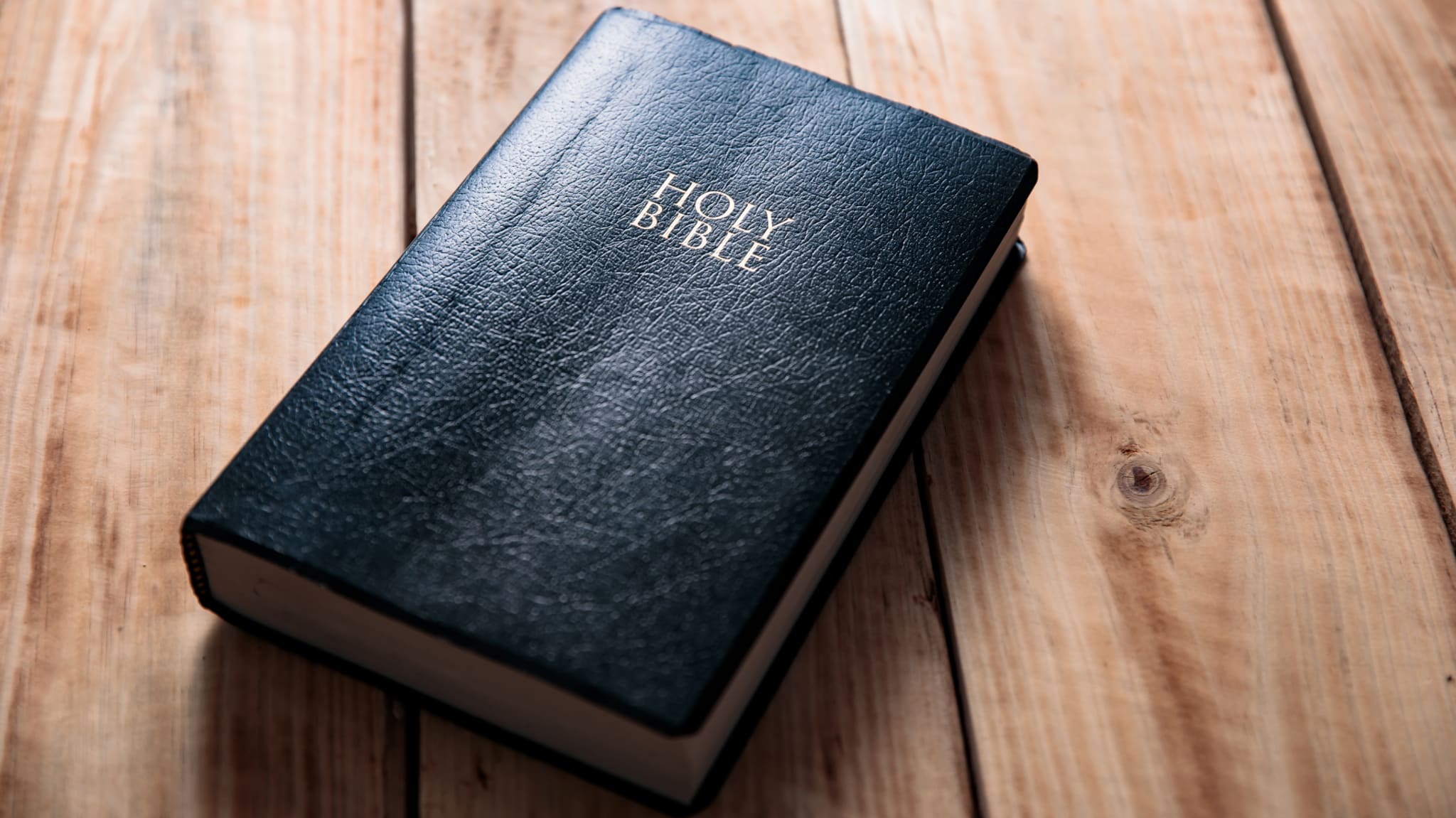 A fictional book is pictured on a wooden table