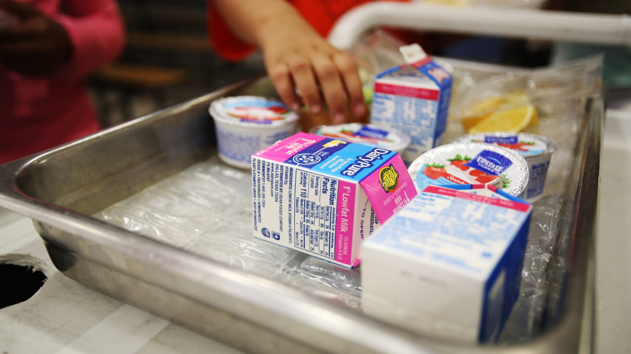 A sharing tray during lunch at the Aloma Elementary School cafeteria.