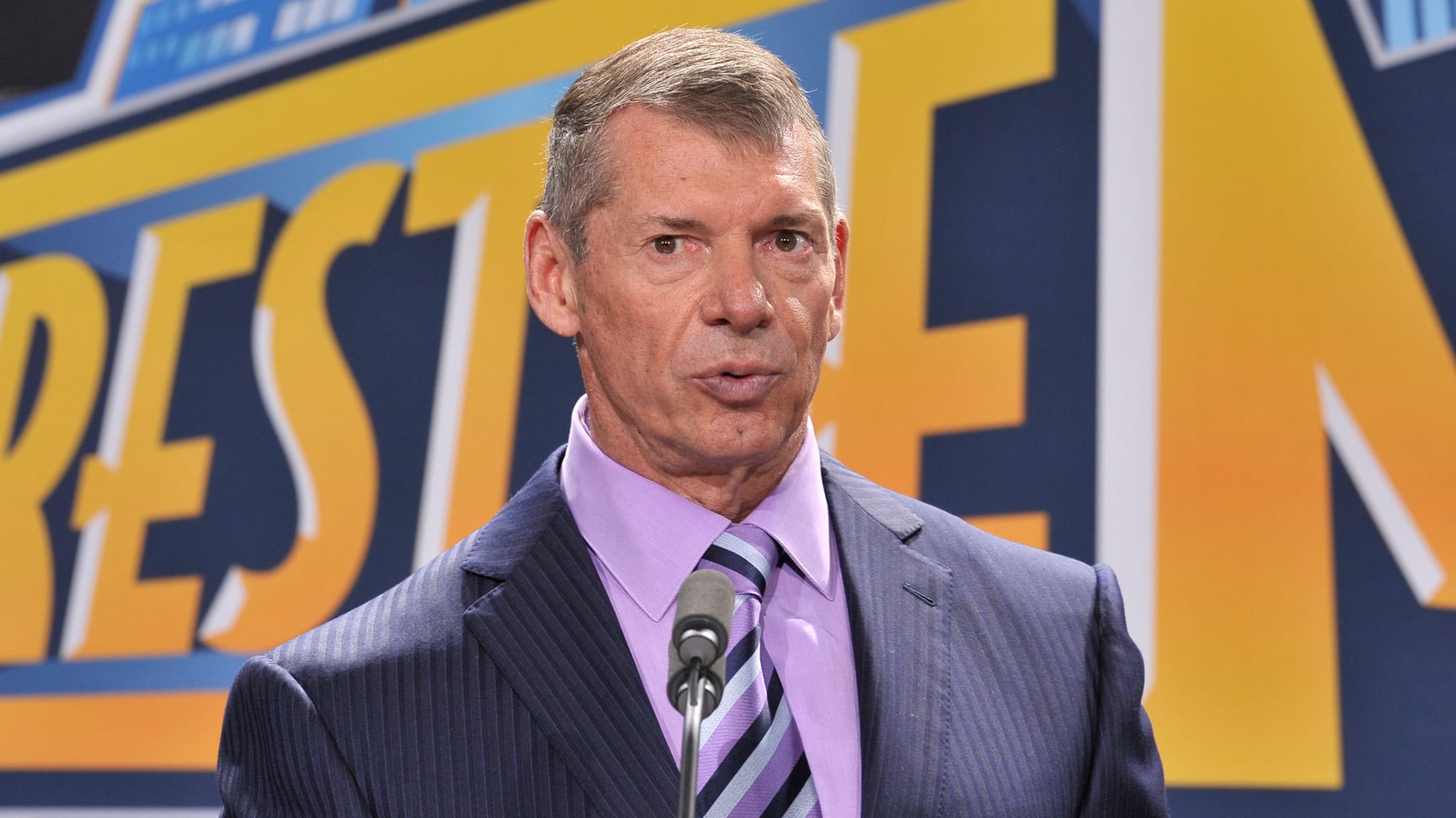 Vince McMahon attends a press conference for WWE Wrestlemania 29.