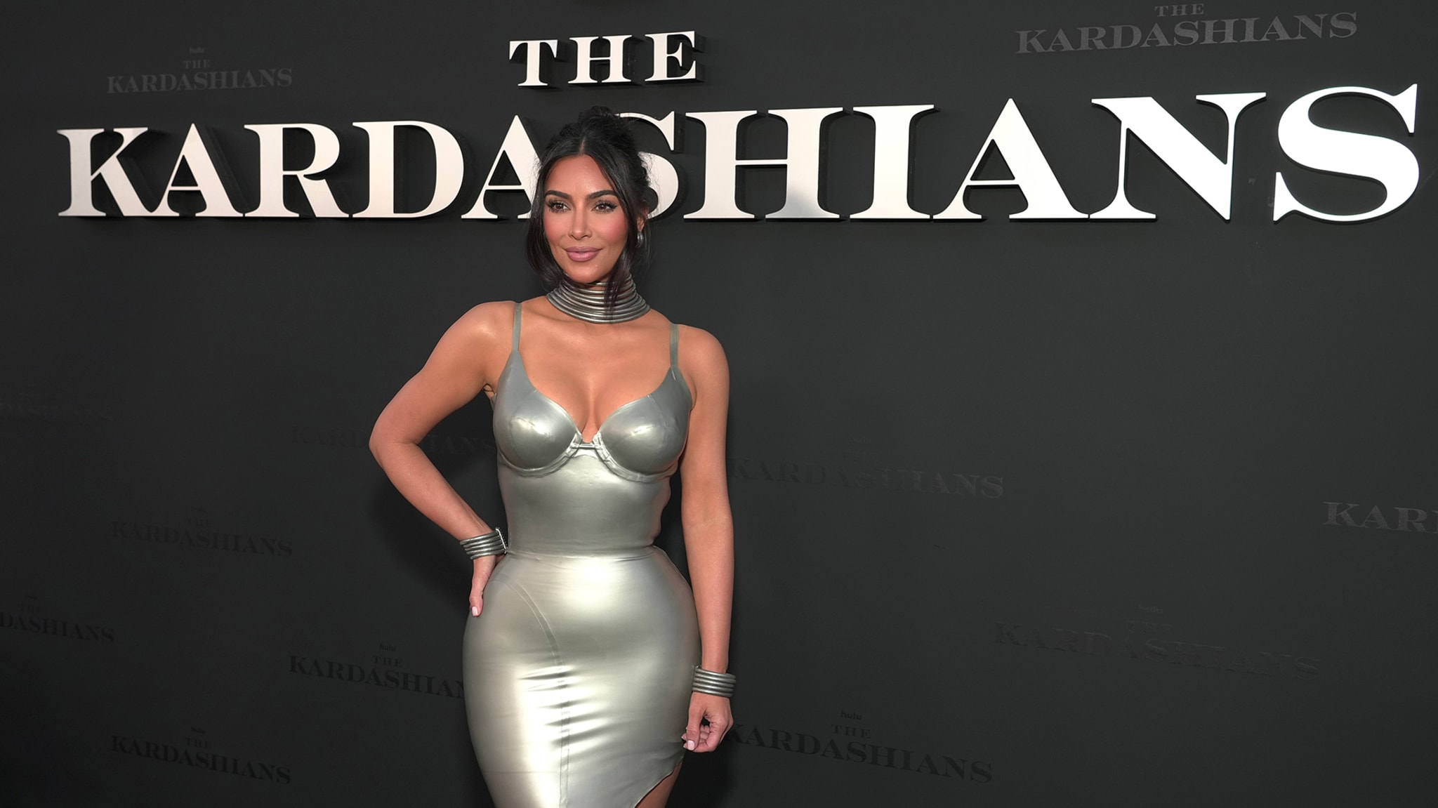 Kim Kardashian attends the Los Angeles premiere of Hulu's new show "The Kardashians"