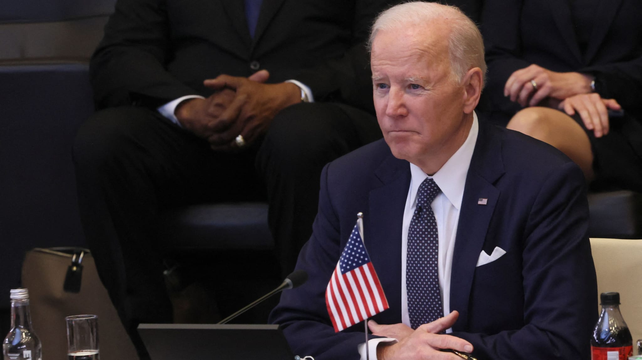 Joe Biden is pictured at a summit with other leaders