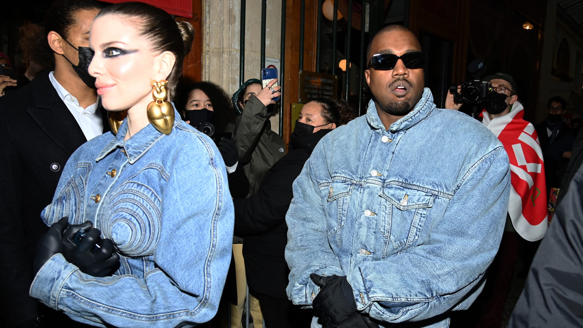 Julia Fox and Kanye West are pictured