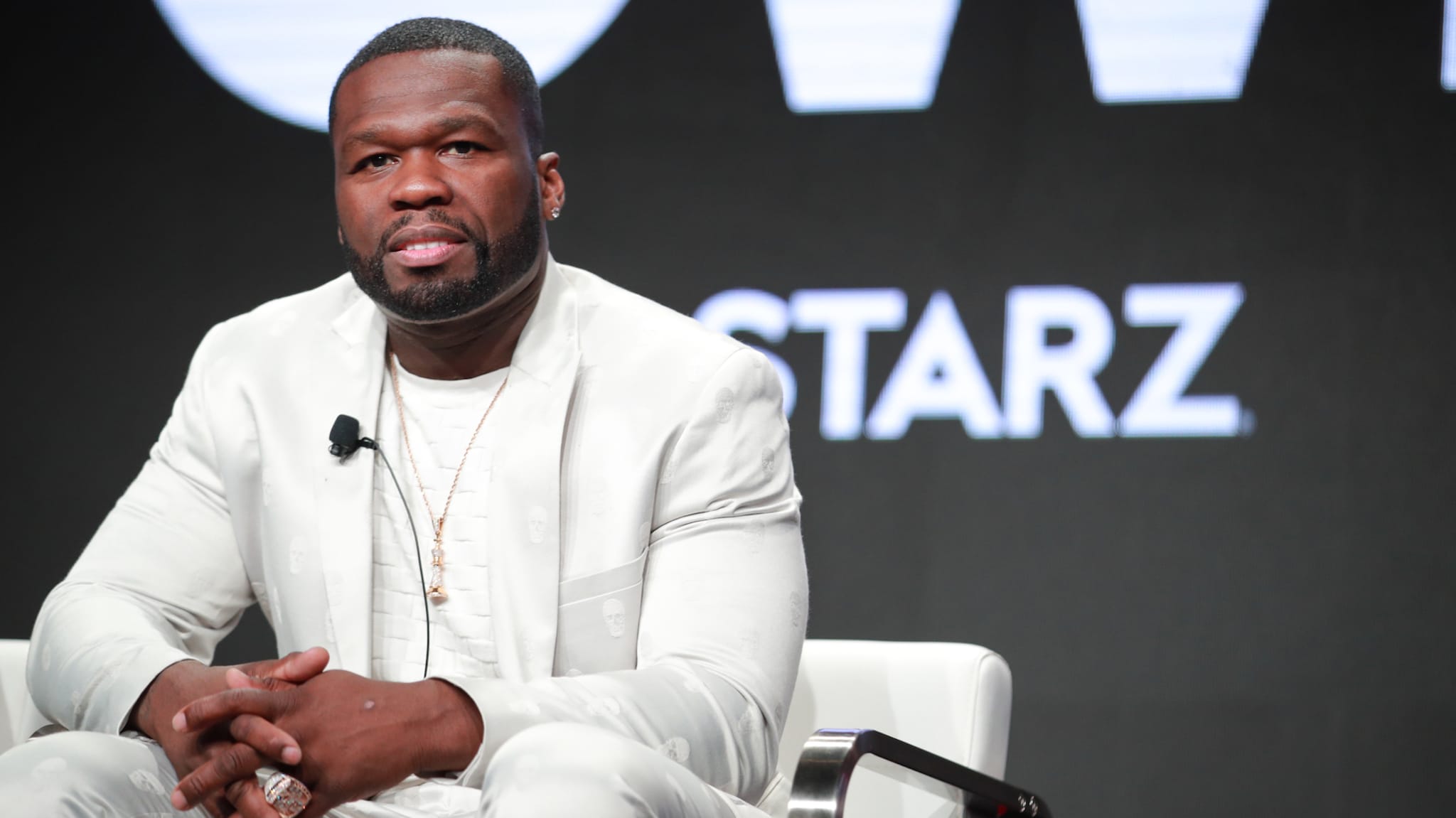 50 Cent at a Starz press day