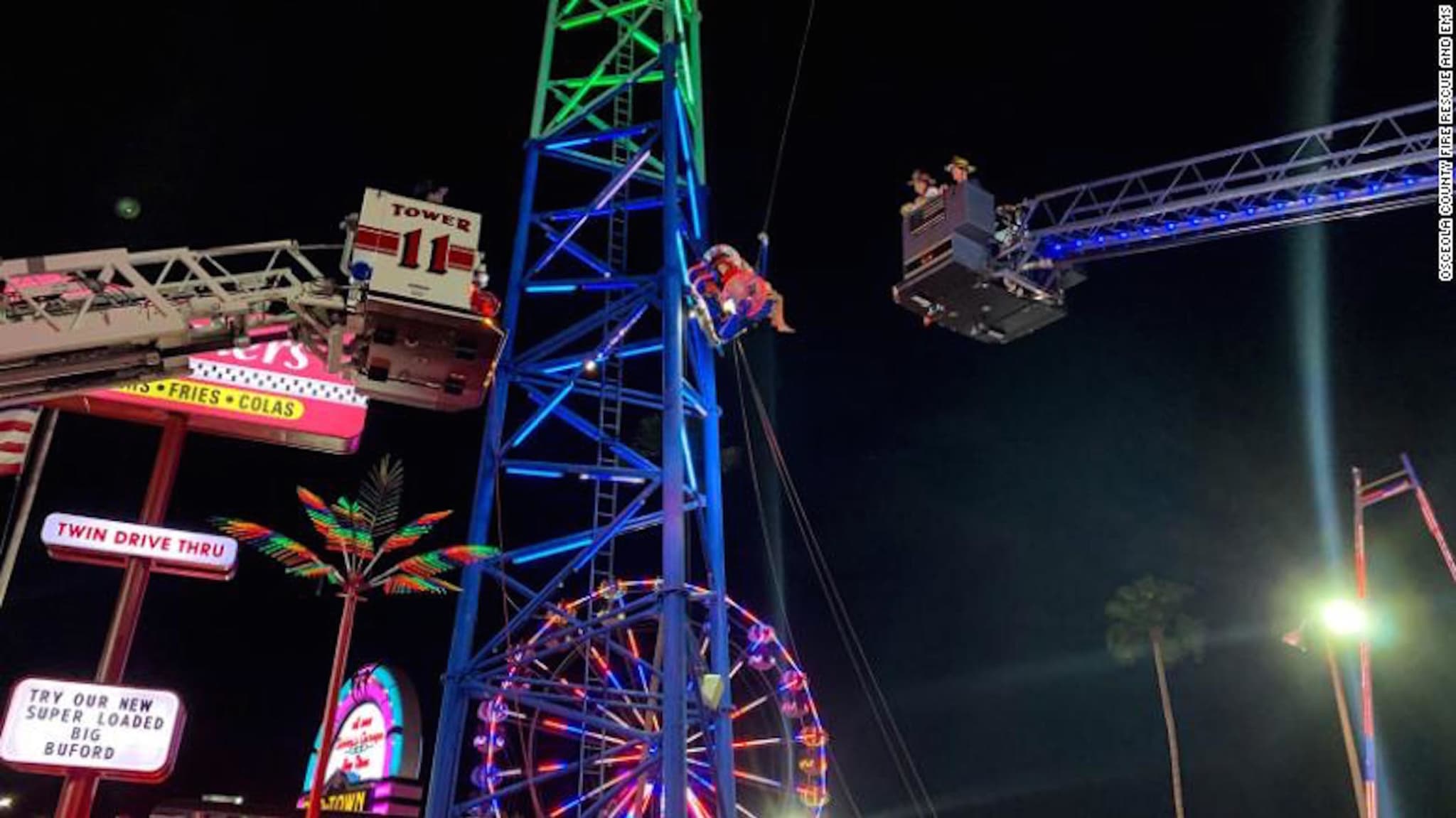 Two Florida teens were suspended on a slingshot ride