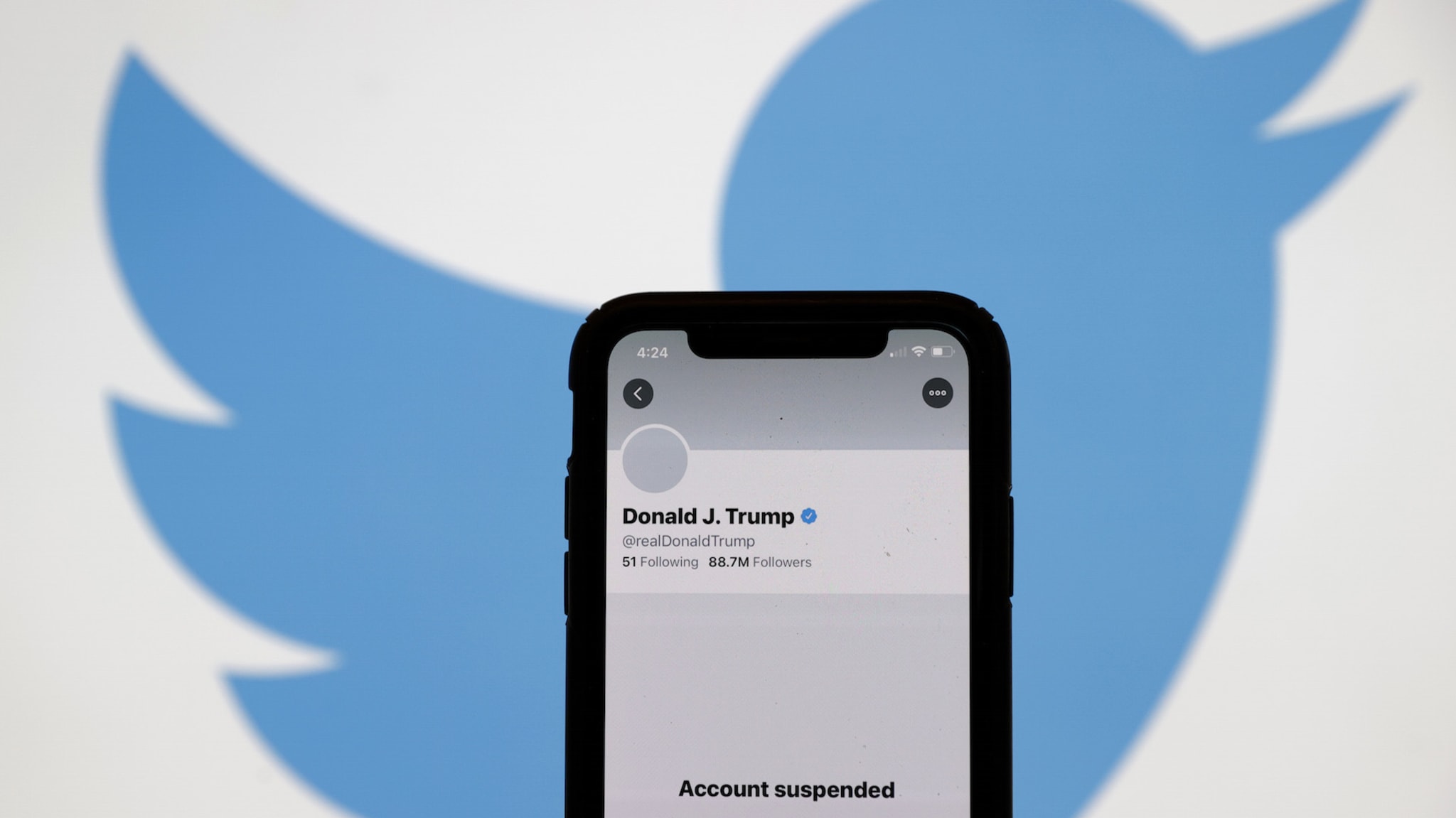 The suspended Twitter account of U.S. President Donald Trump
