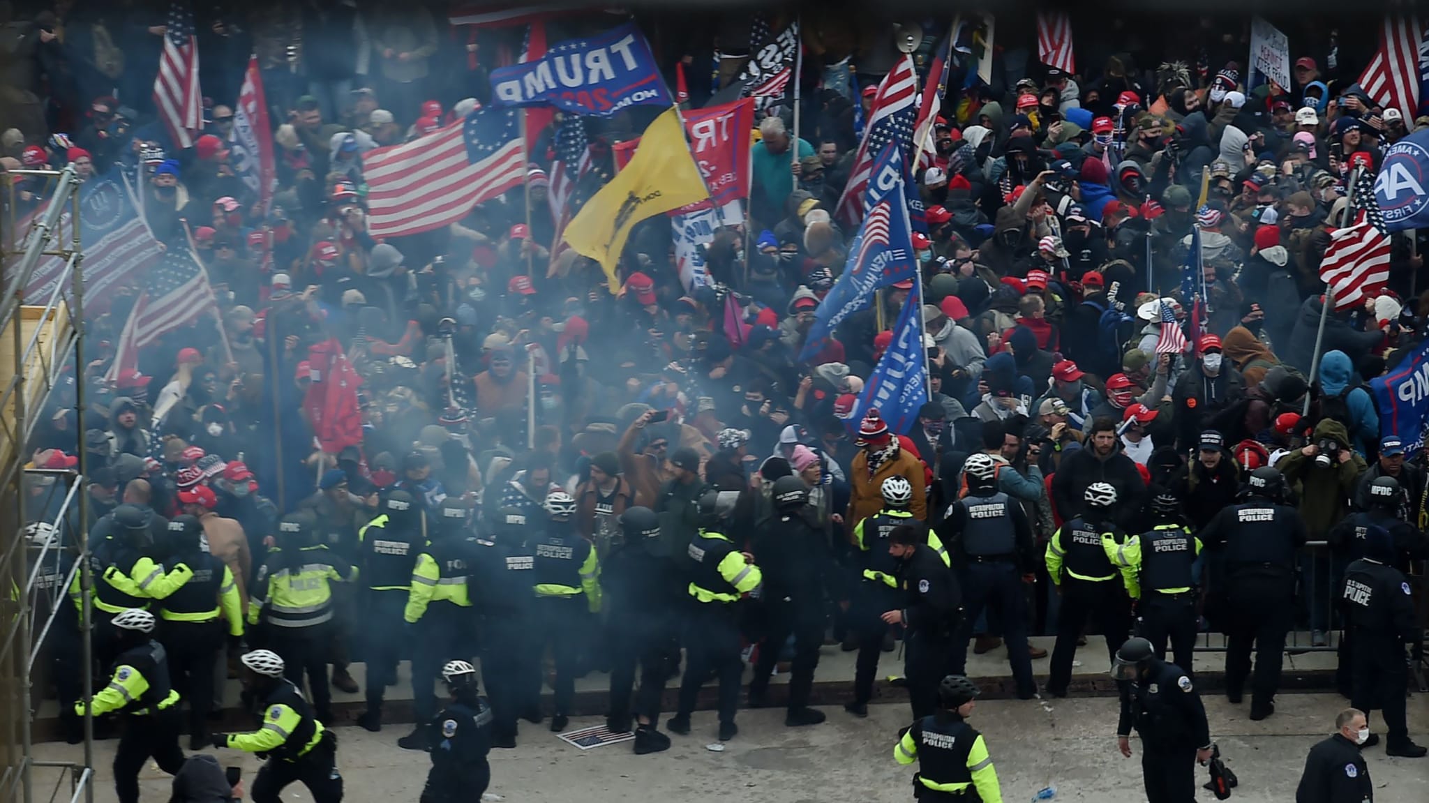 Police and rioters on Capitol Hill