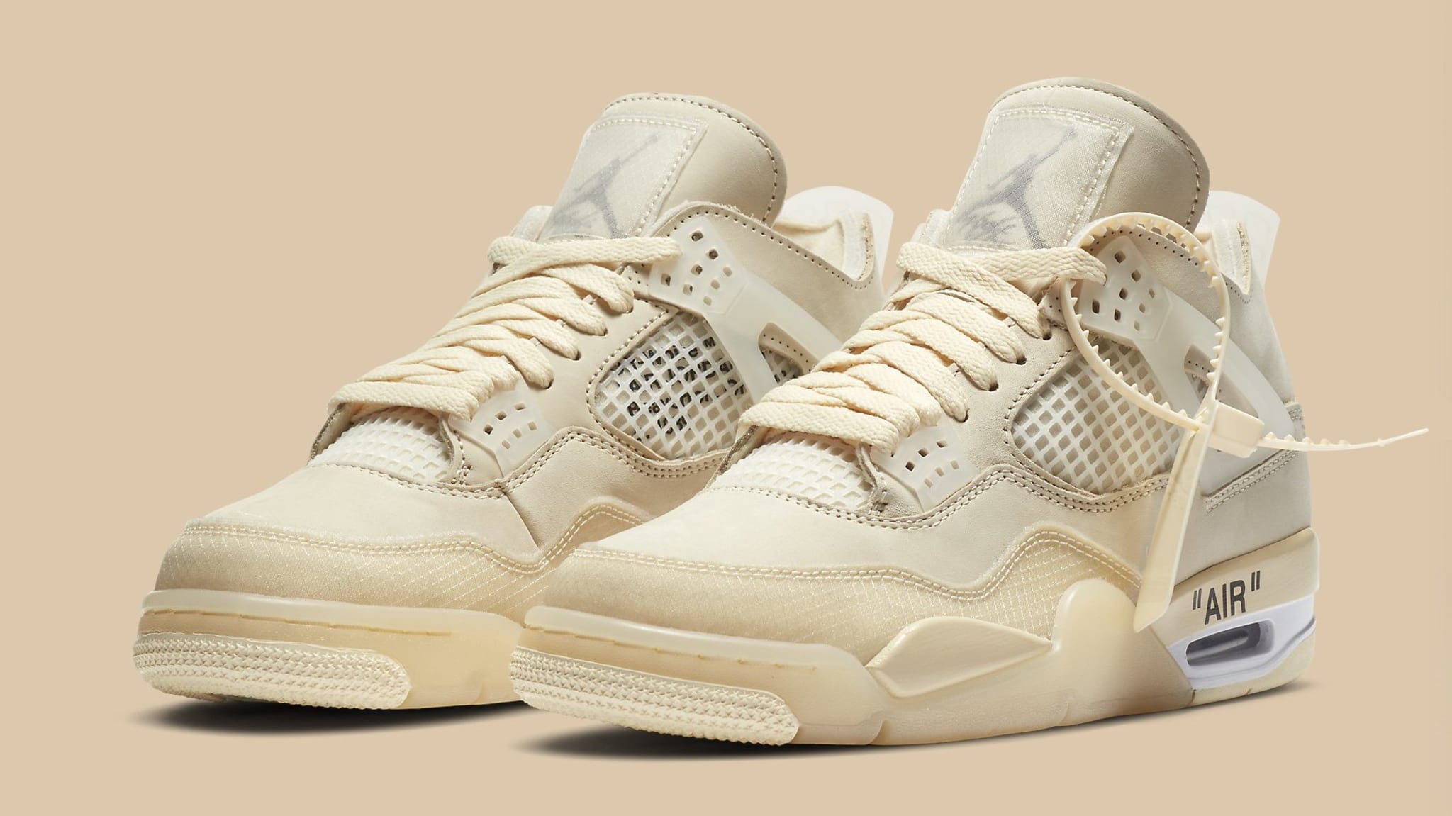 Off White x Air Jordan 4 Sail Release Date CV9388 100 Pair