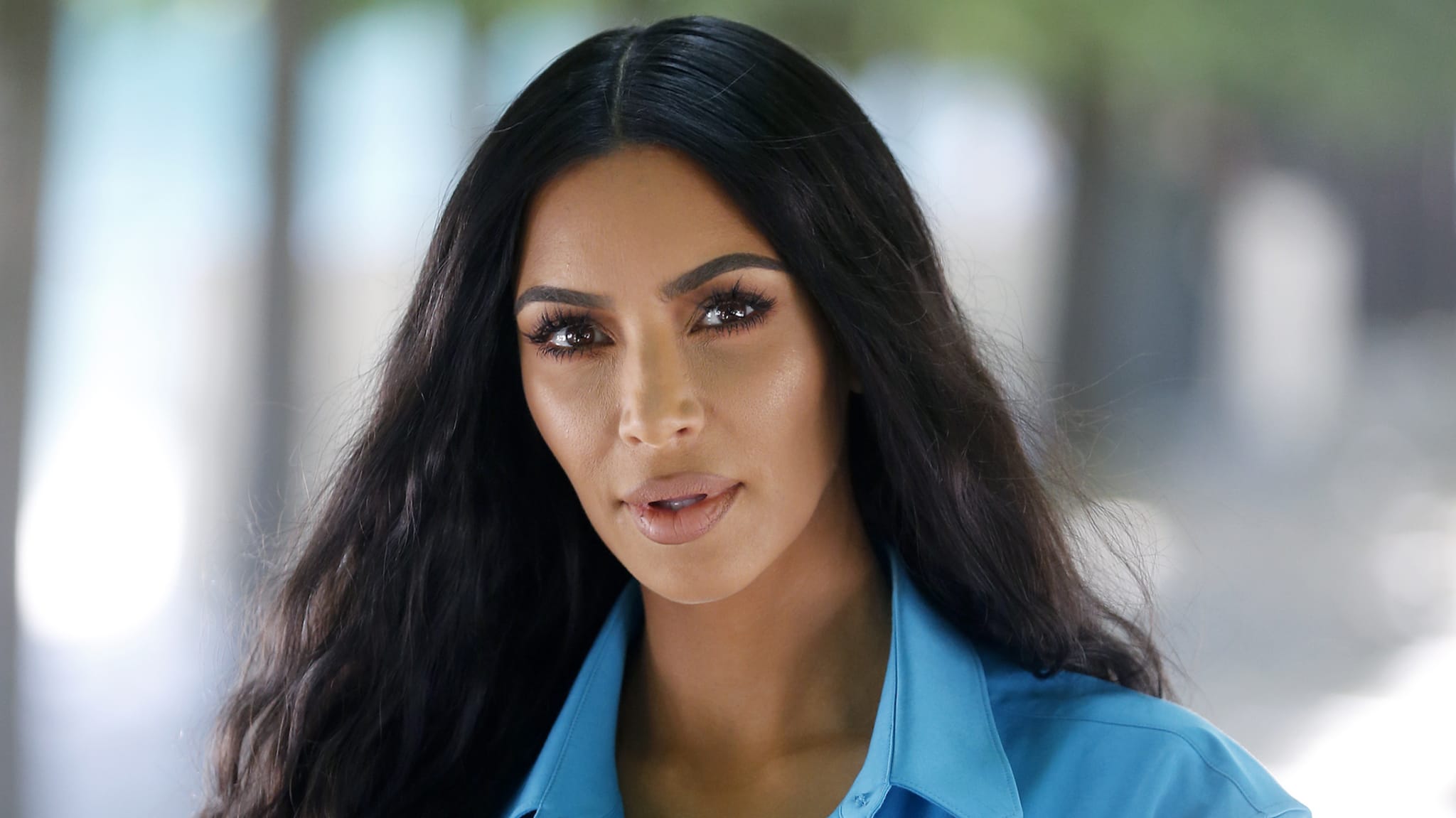 Kim Kardashian attends the Louis Vuitton Menswear Spring/Summer 2019 show.