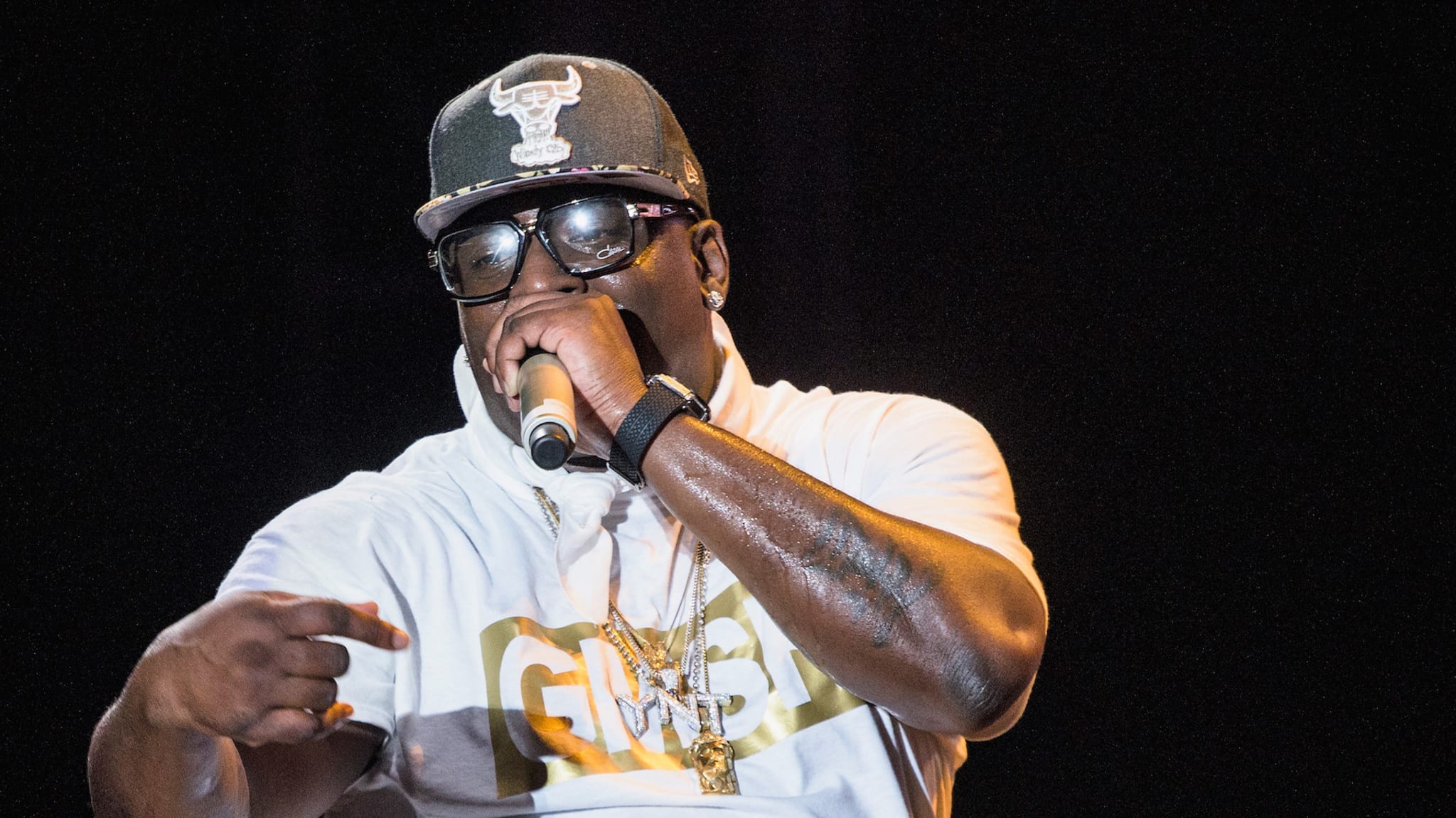 Rappers Turk and Lil Wayne perform during the Hot Boys reunion