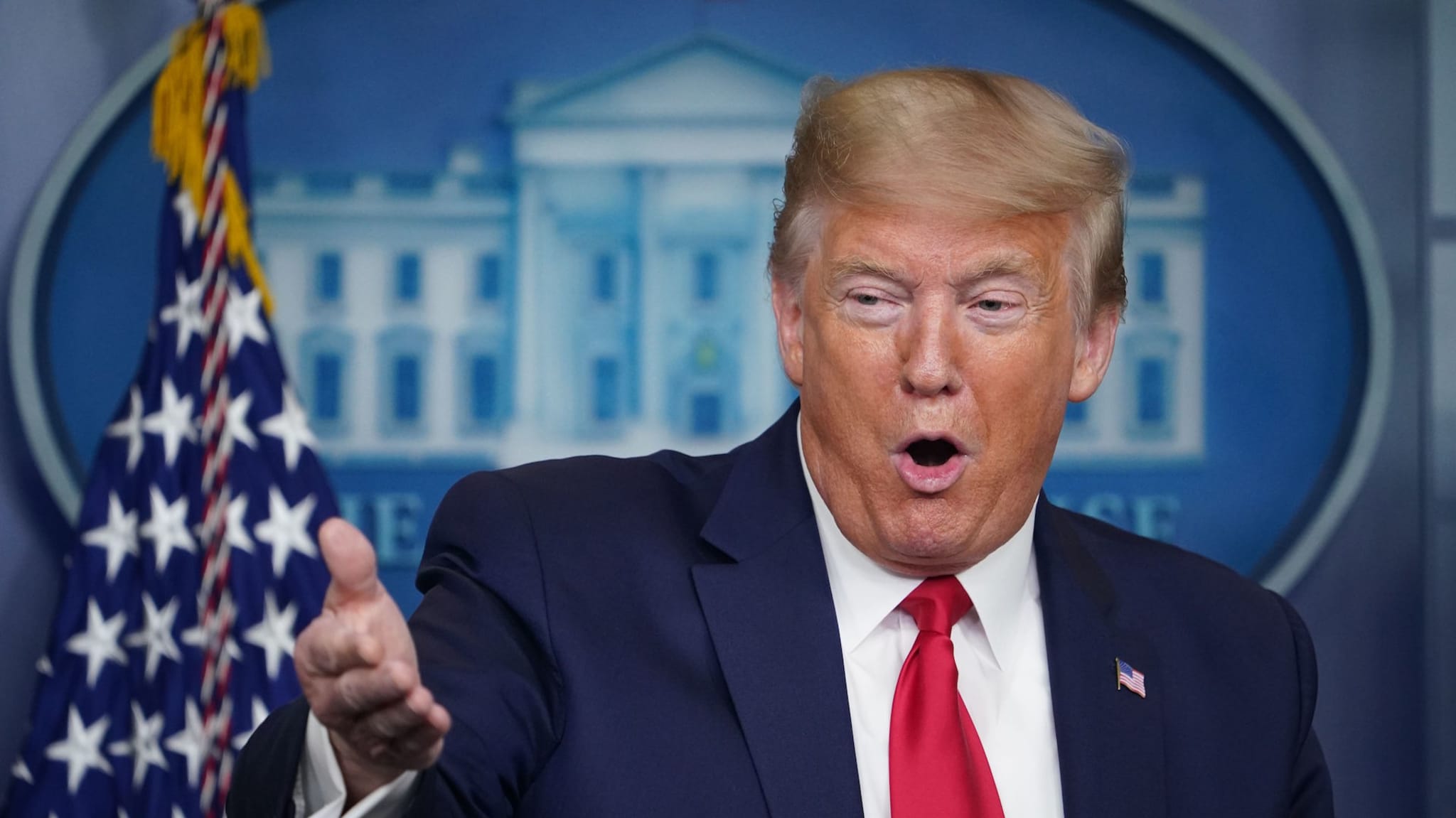 Donald Trump speaks during the daily briefing on the novel coronavirus.