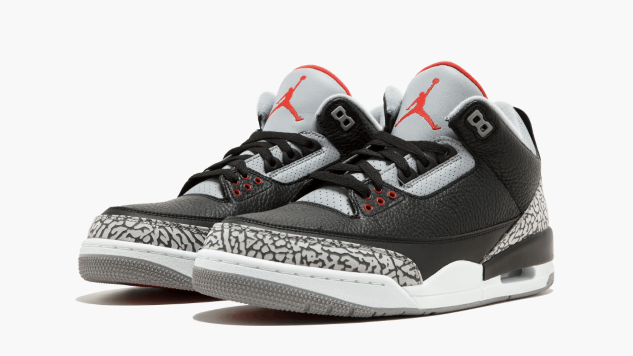 Air Jordan 3 Retro OG "Black Cement" Black/Fire Red Cement Grey 854262 001 (Pair)