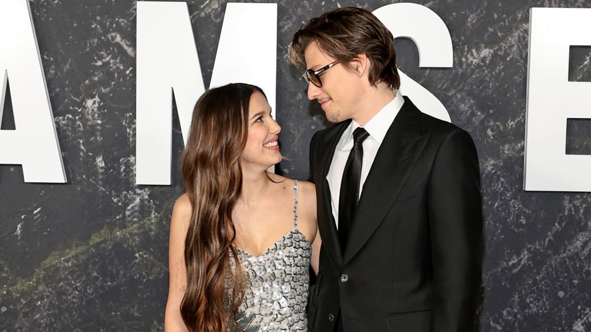 Millie Bobby Brown and Jake Bongiovi attend the Damsel World Premiere at The Plaza on March 01, 2024 in New York City.