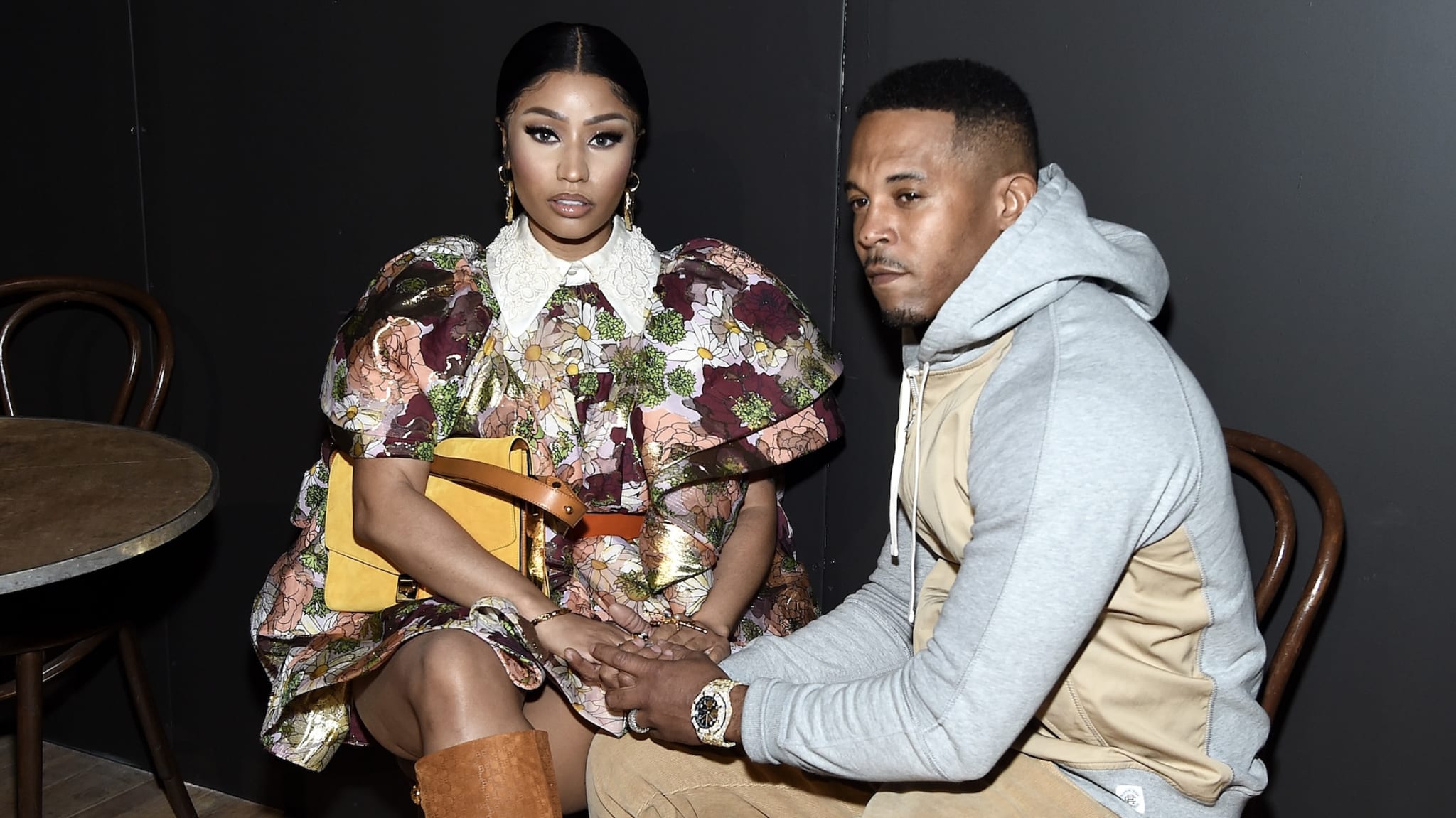 Nicki Minaj and Kenneth Petty attend the Marc Jacobs Fall 2020 runway show