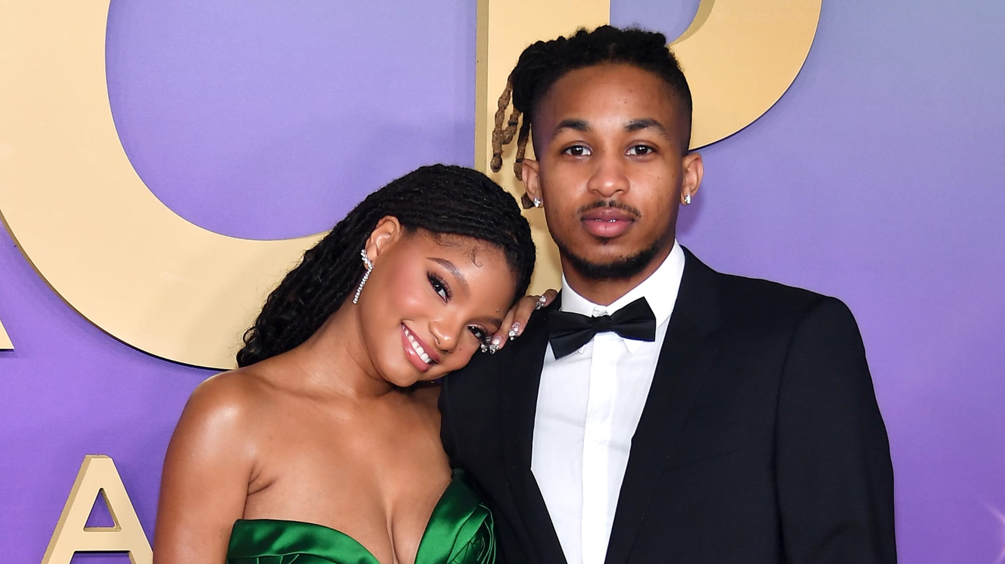 Halle Bailey and DDG attend the 55th NAACP Image Awards.