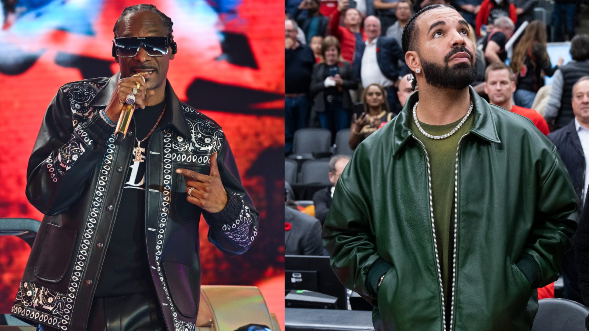 Snoop and Drake are pictured