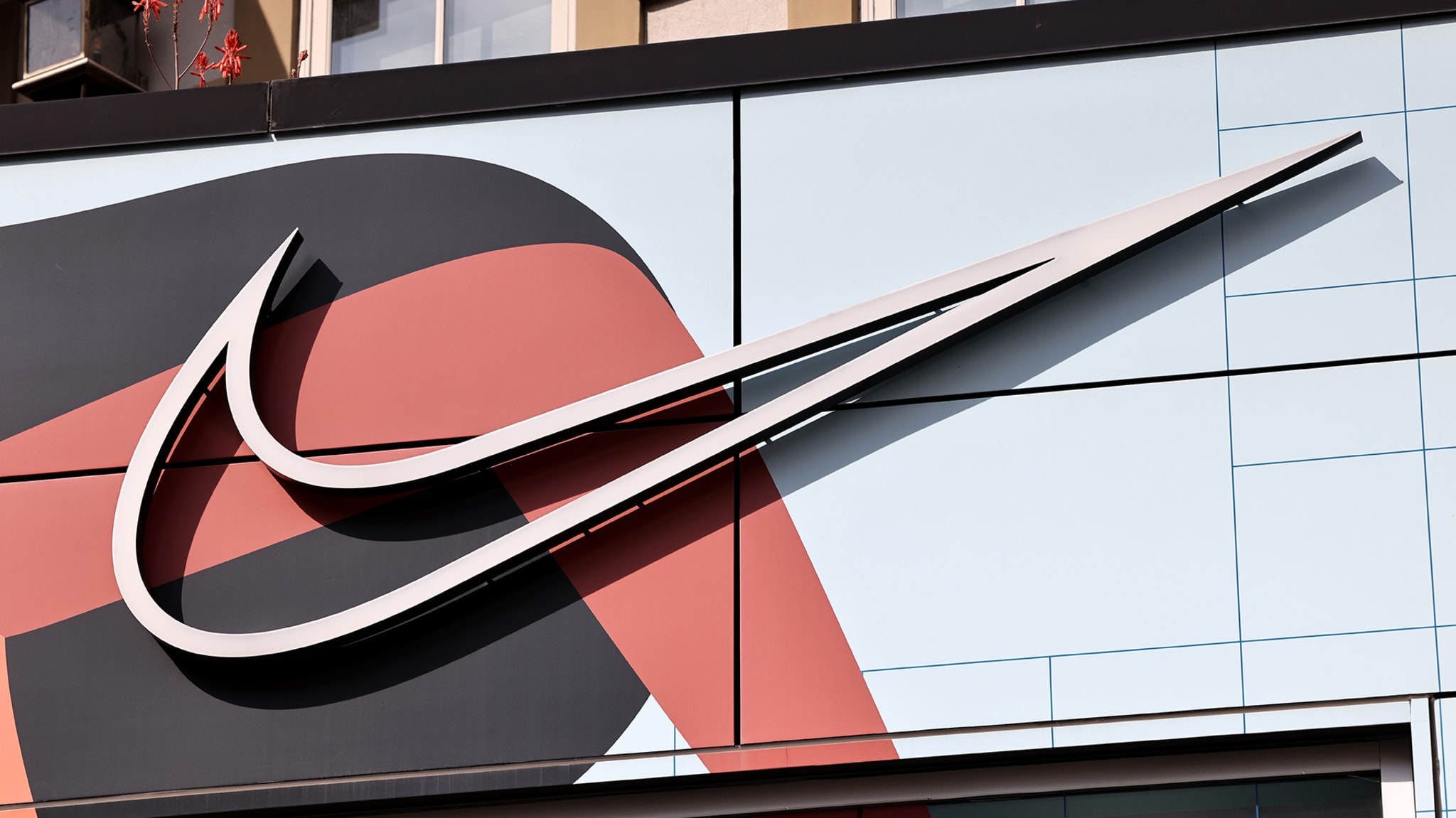 The Nike logo seen on a store in Glendale, California.