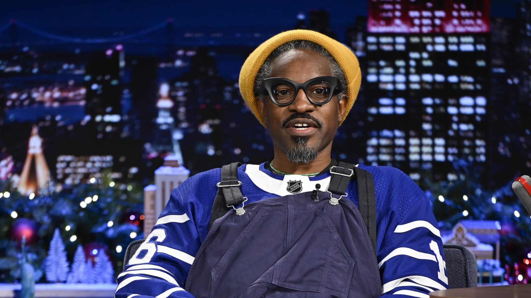 THE TONIGHT SHOW STARRING JIMMY FALLON -- Episode 2069 -- Pictured: Musician, rapper, & songwriter André 3000 during an interview on Monday, December 16, 2024