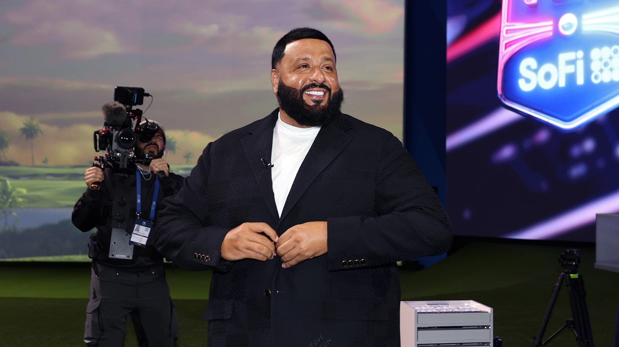DJ Khaled looks on before the TGL presented by SoFi match between the New York Golf Club and The Bay Golf Club at SoFi Center.