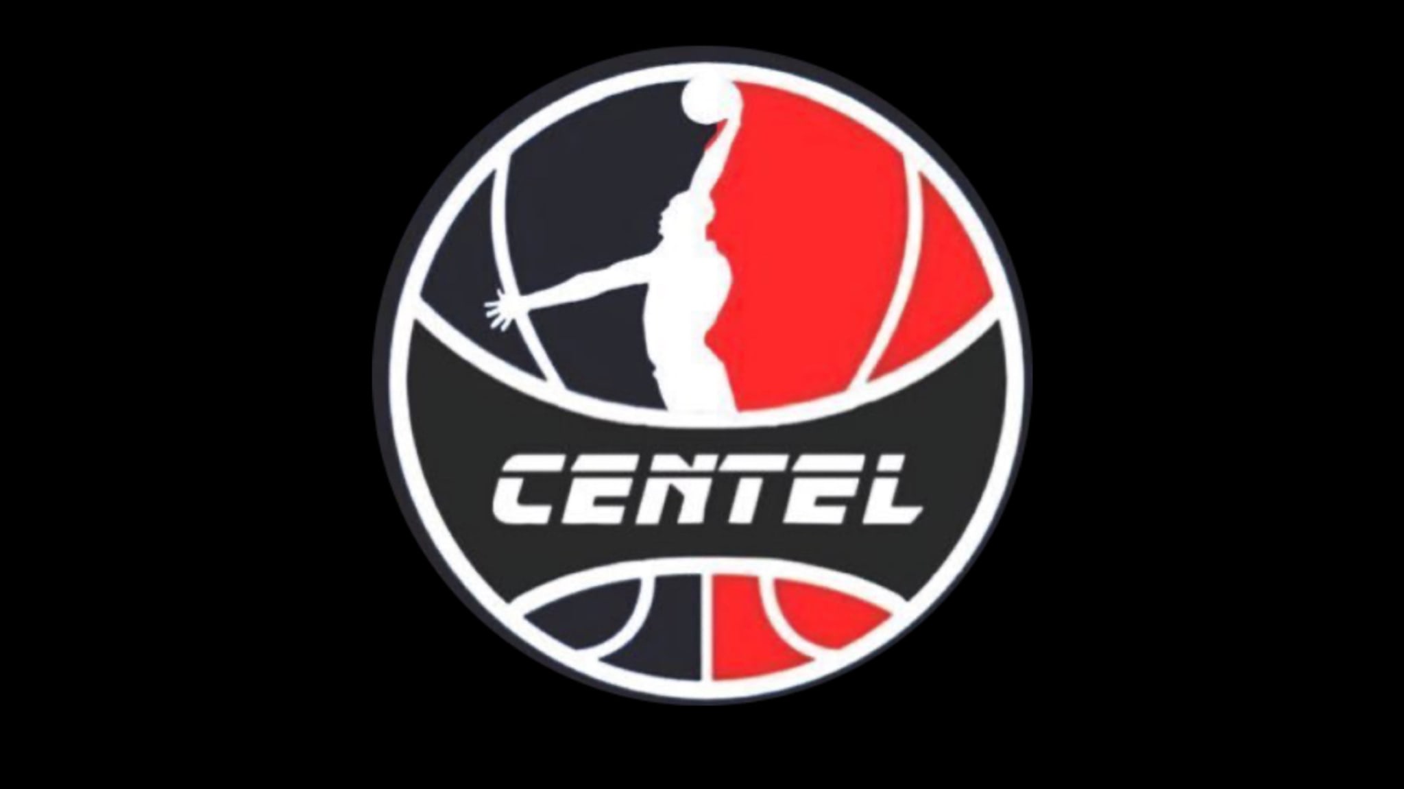 A stylized basketball logo featuring a silhouette of a player dunking, with the word "CENTEL" in bold letters.