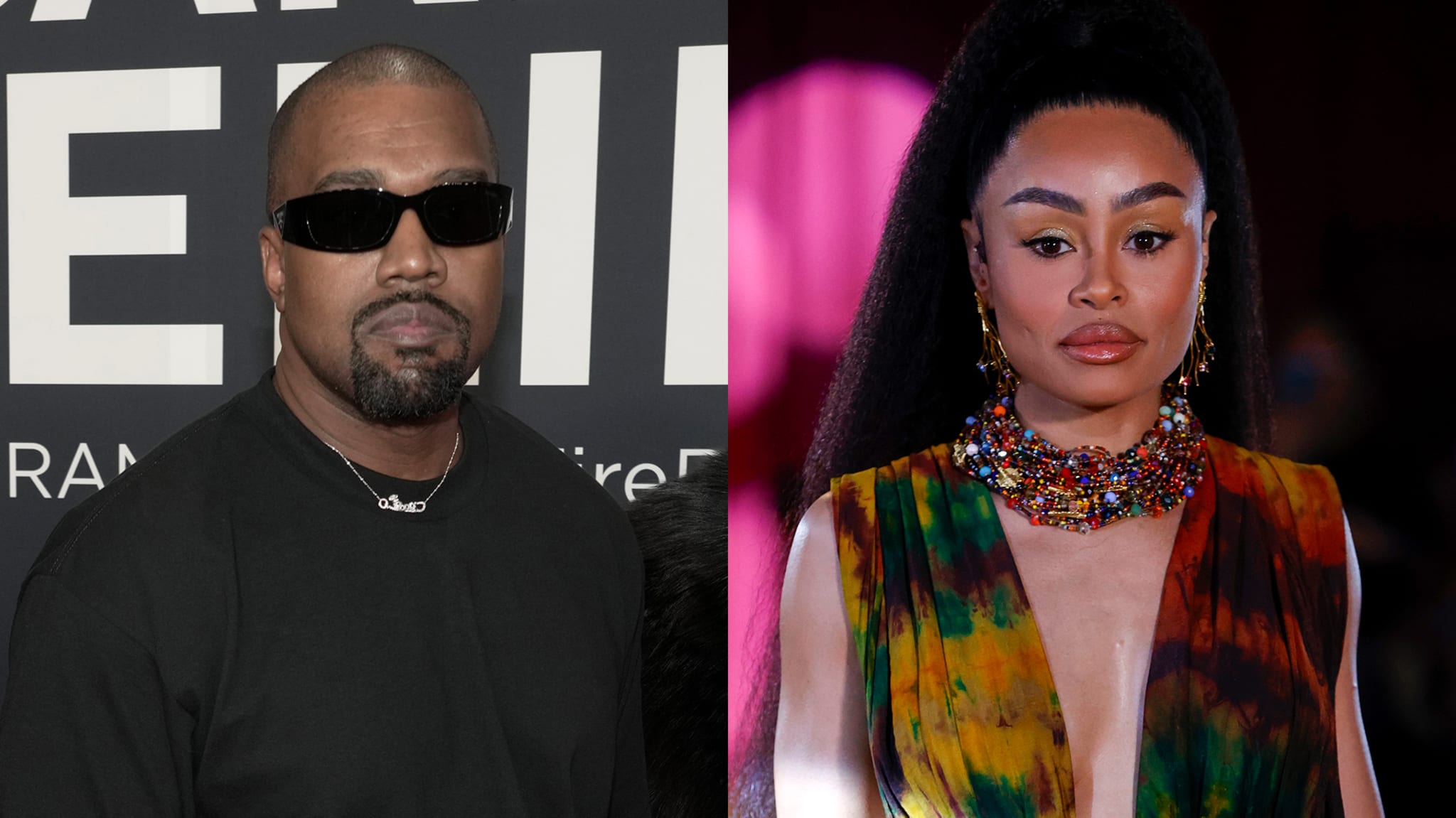 A split image of the artist formerly known as Kanye West and Blac Chyna.