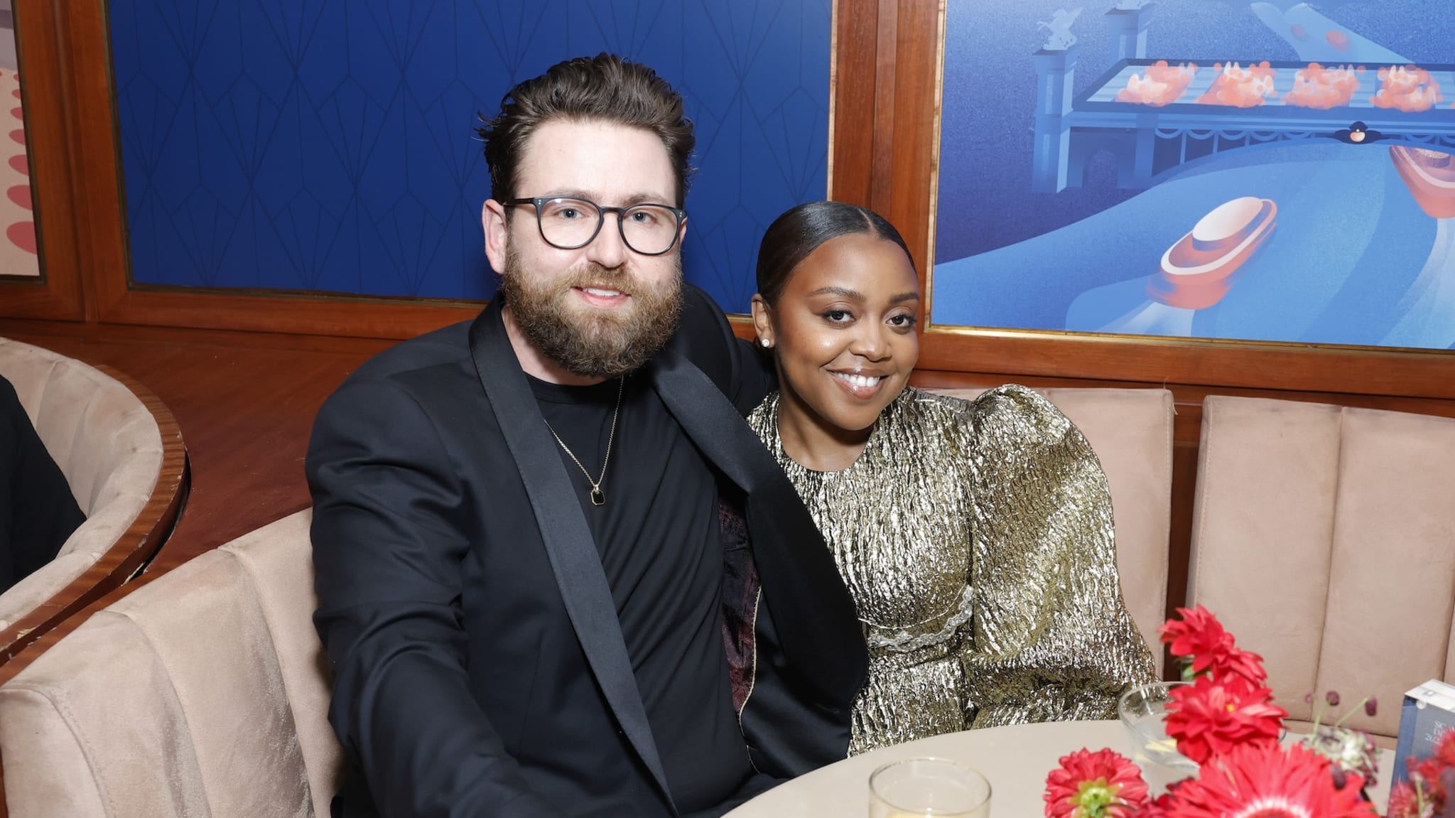 Kevin Jay Anik and Quinta Brunson attend Neiman Marcus Creates the Magic Holiday Launch Event at Sunset Tower Hotel on October 24, 2023 in Los Angeles, California.