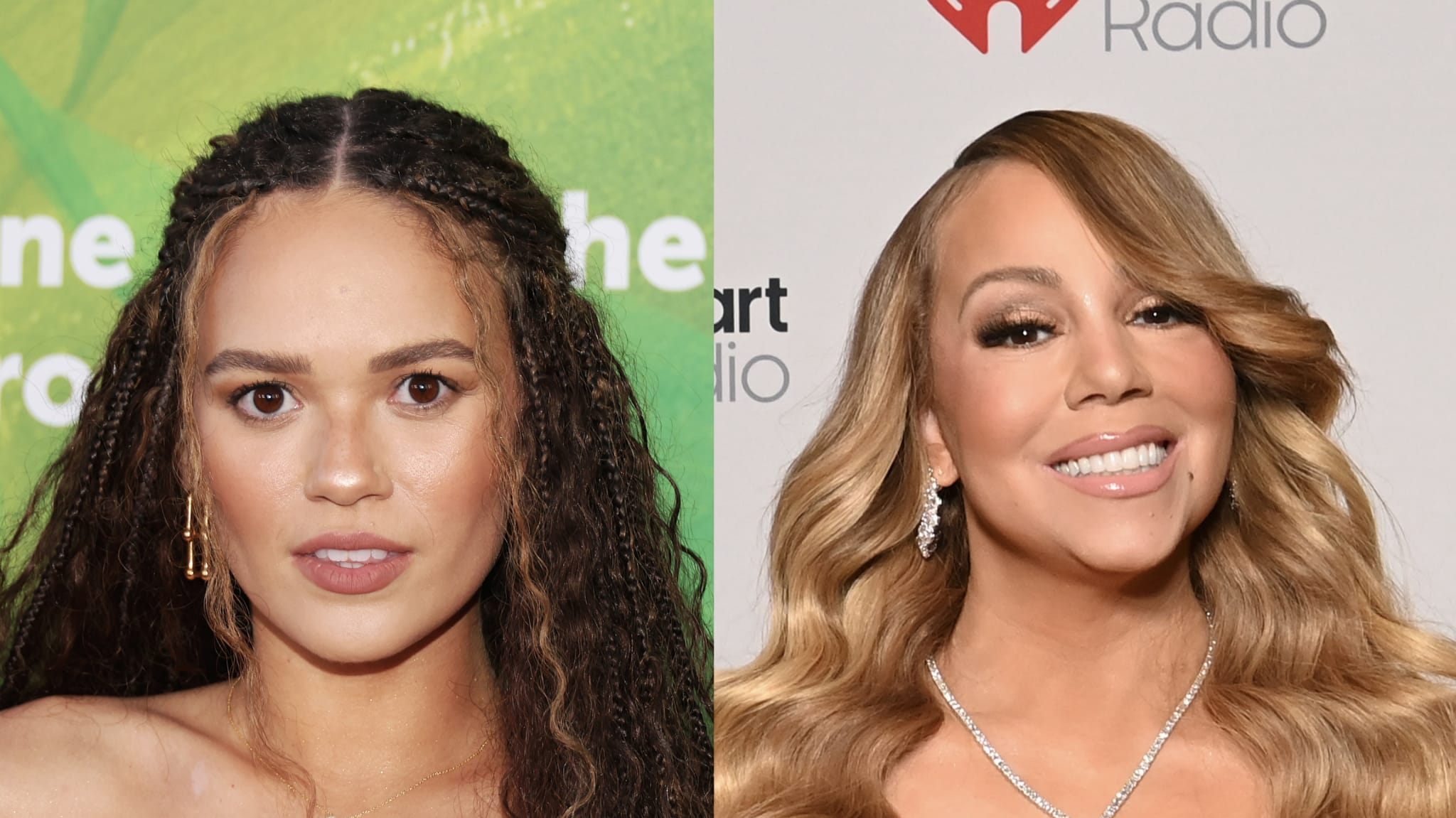 (L) Madison Pettis at City Year Los Angeles' 13th Annual Spring Break Event held at The Gallagher Garden at SoFi Stadium. (R) Mariah Carey, winner of the iHeartRadio Icon Award, attends the 2025 iHeartRadio Music Awards at Dolby Theatre in Los Angeles, California on March 17, 2025.