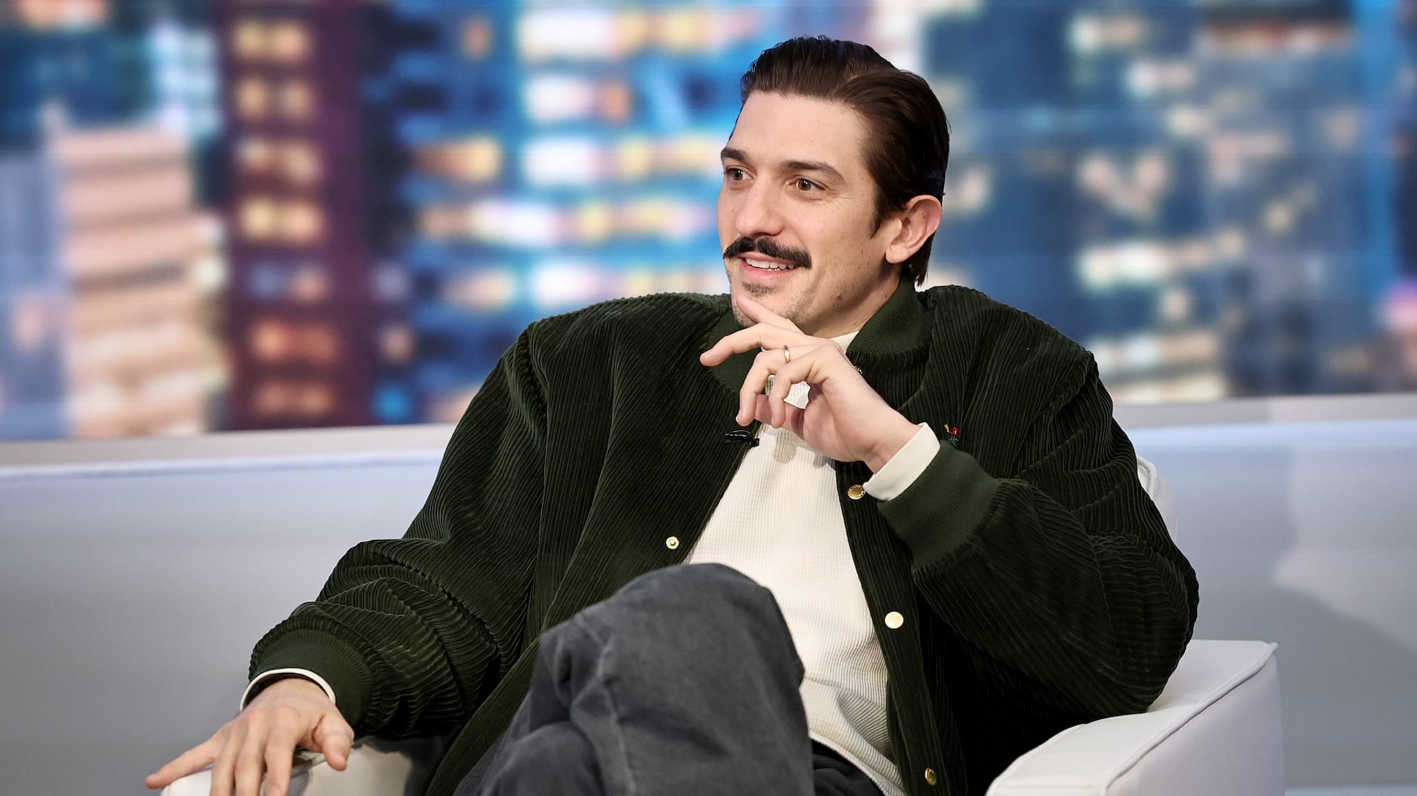 Andrew Schulz visits "The Will Cain Show" at Fox News Channel Studios on March 14, 2025 in New York City.