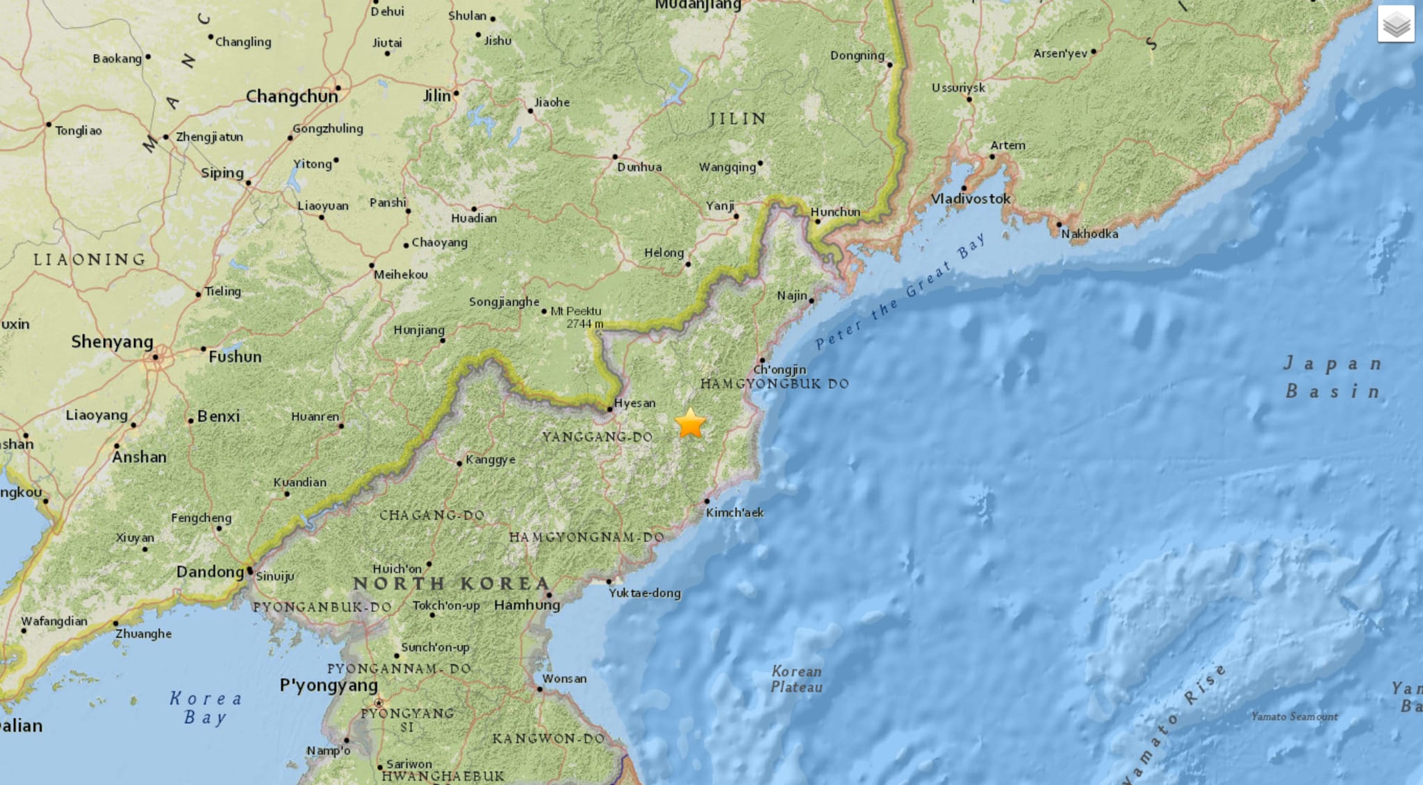North Korea explosion location.