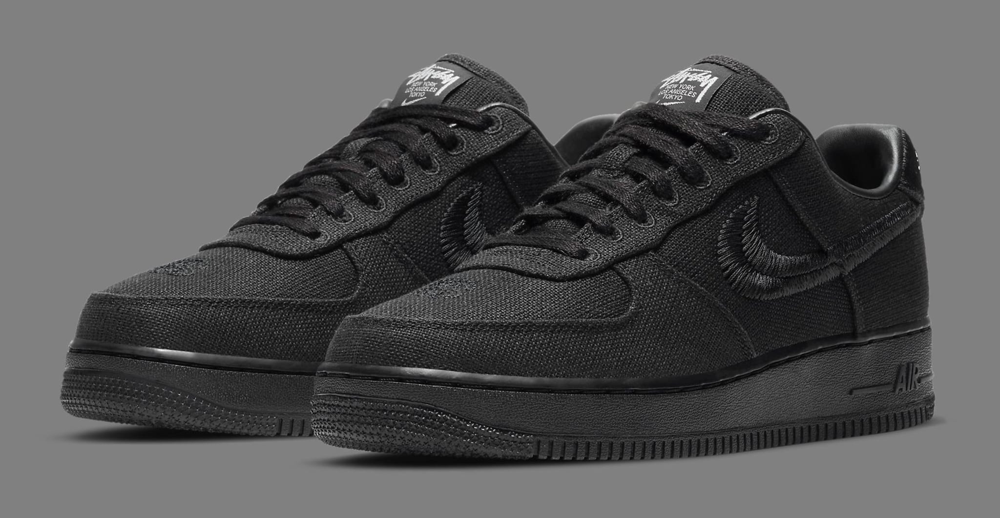 Stussy x Nike Air Force 1 Low 'Black' CZ9084 001 Pair