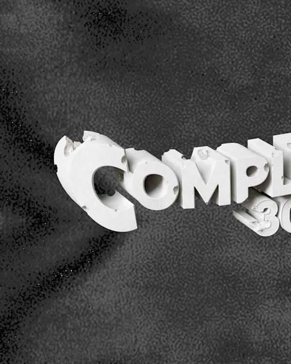 Text "COMPLEXCON 3025" in 3D white letters on a textured dark background.