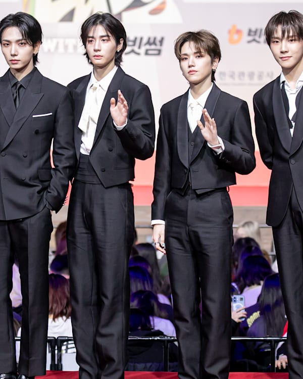 OYNEXTDOOR’s Taesan, Sungho, Myung Jaehyun, Leehan, Riwoo and Woonhak attend the red carpet event for the 2025 SBS Music Festival at Inspire Arena on December 25, 2025 in Incheon, South Korea.