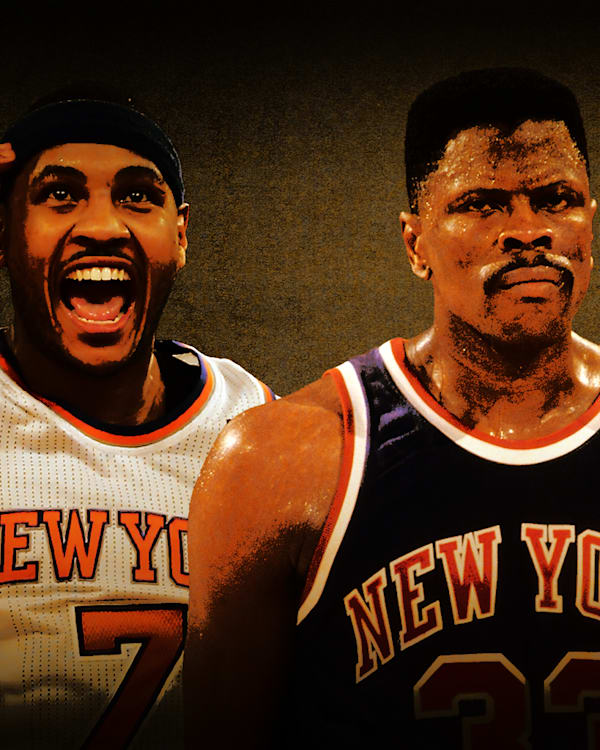 Carmelo Anthony, Patrick Ewing, and Jalen Brunson. 