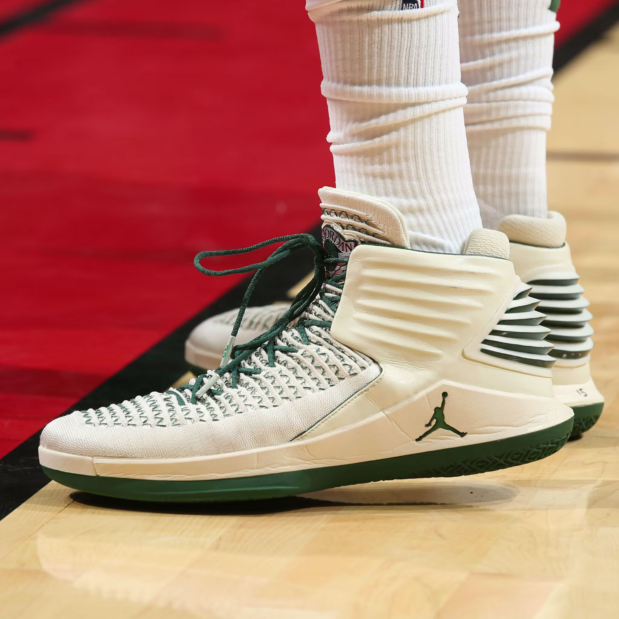Greg Monroe Air Jordan 32 Cream Bucks PE On Foot