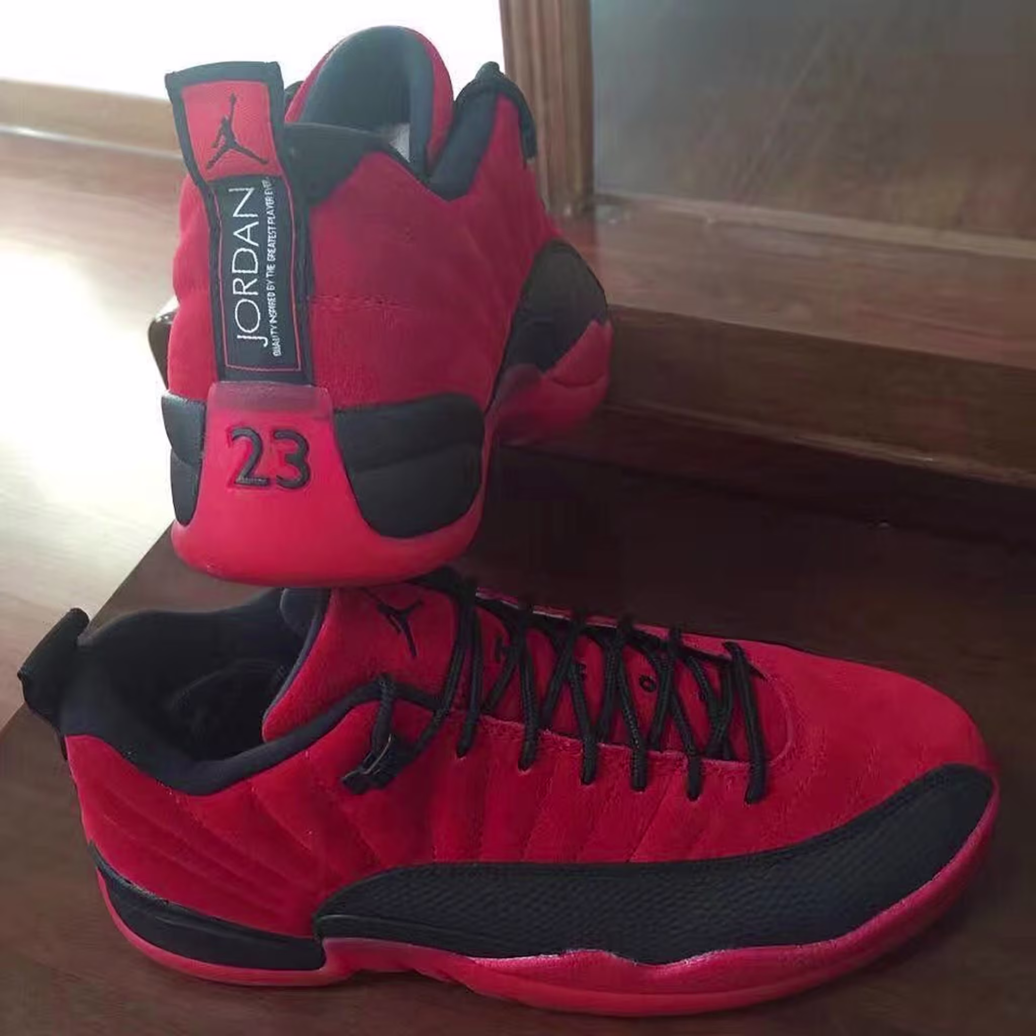 Air Jordan 12 Low Raging Bull Red Suede 2017 Side