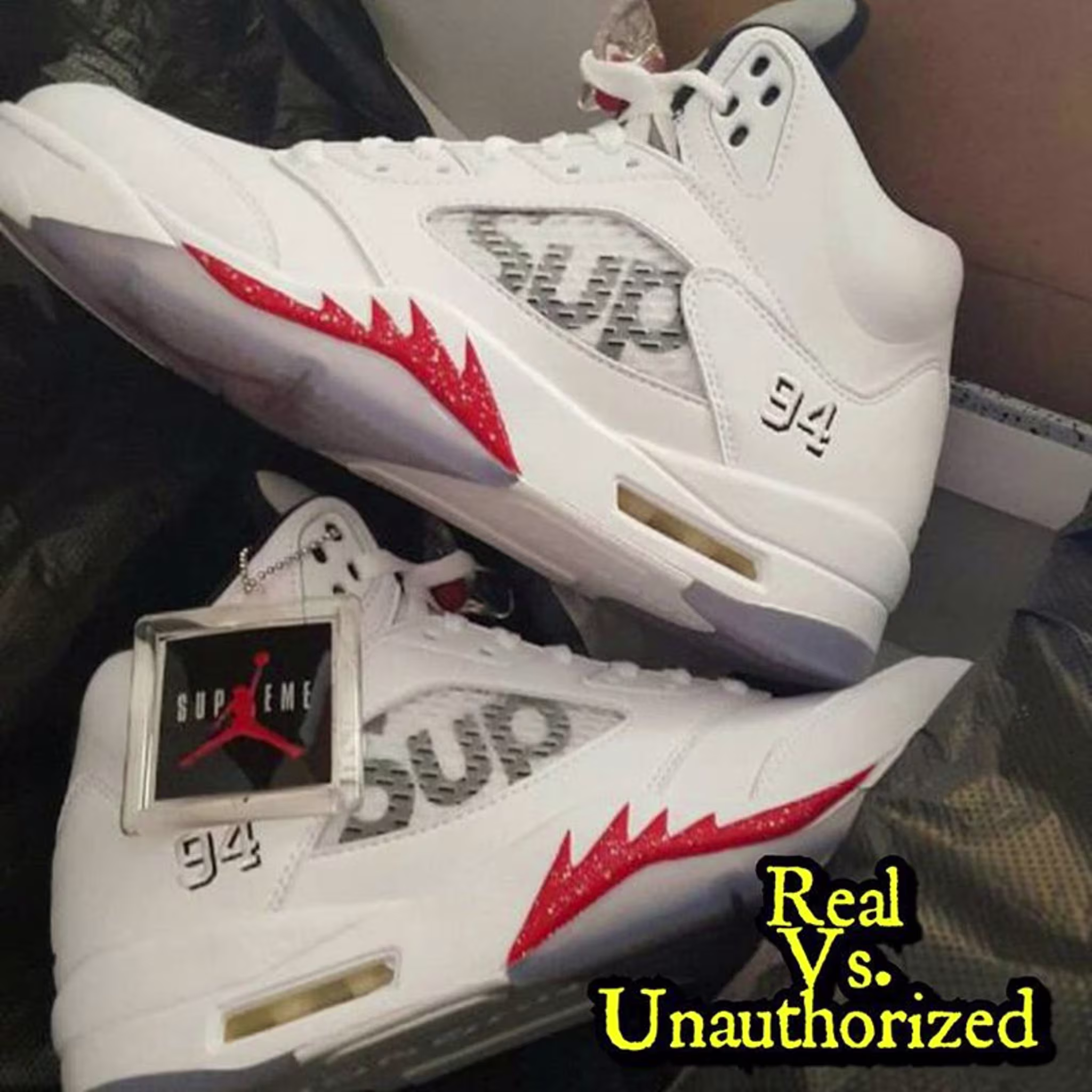How To Tell If Your 'White' Supreme Air Jordan 5s Are Real or Fake