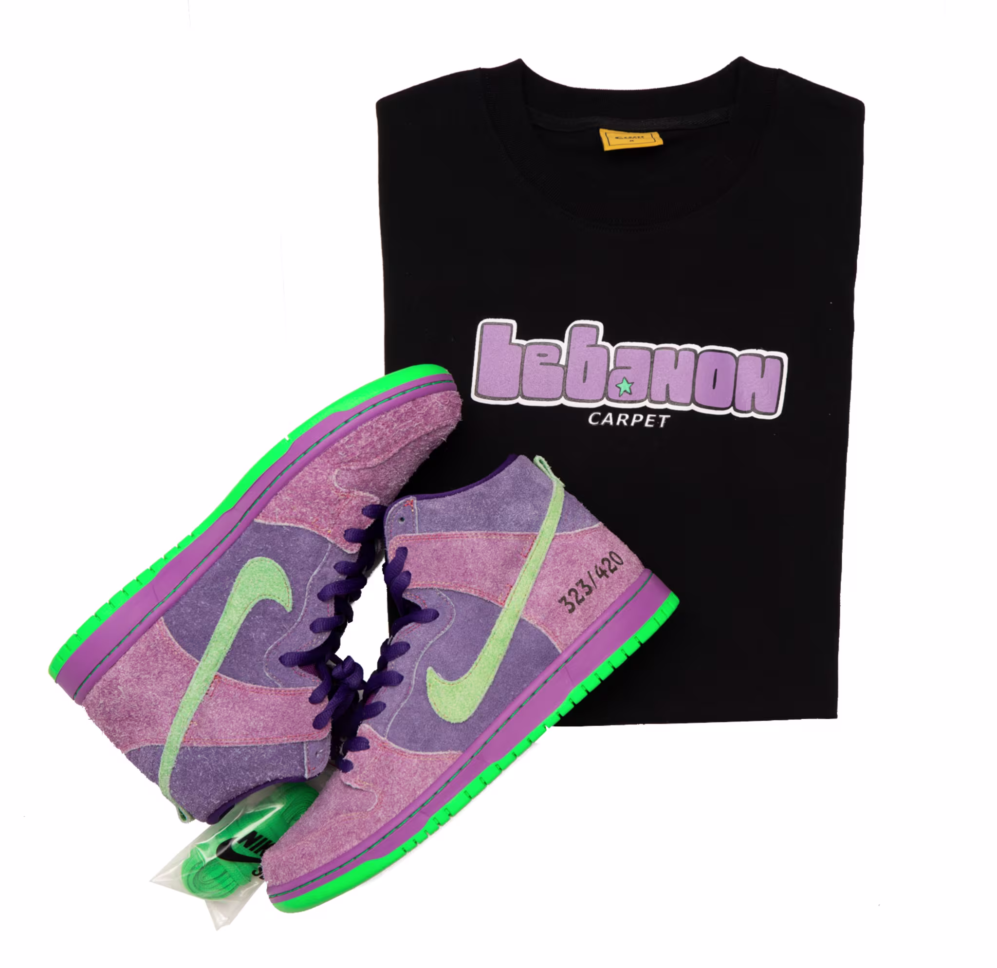 Carpet Company Nike SB Dunk High 'Skunk' Lebanon Raffle