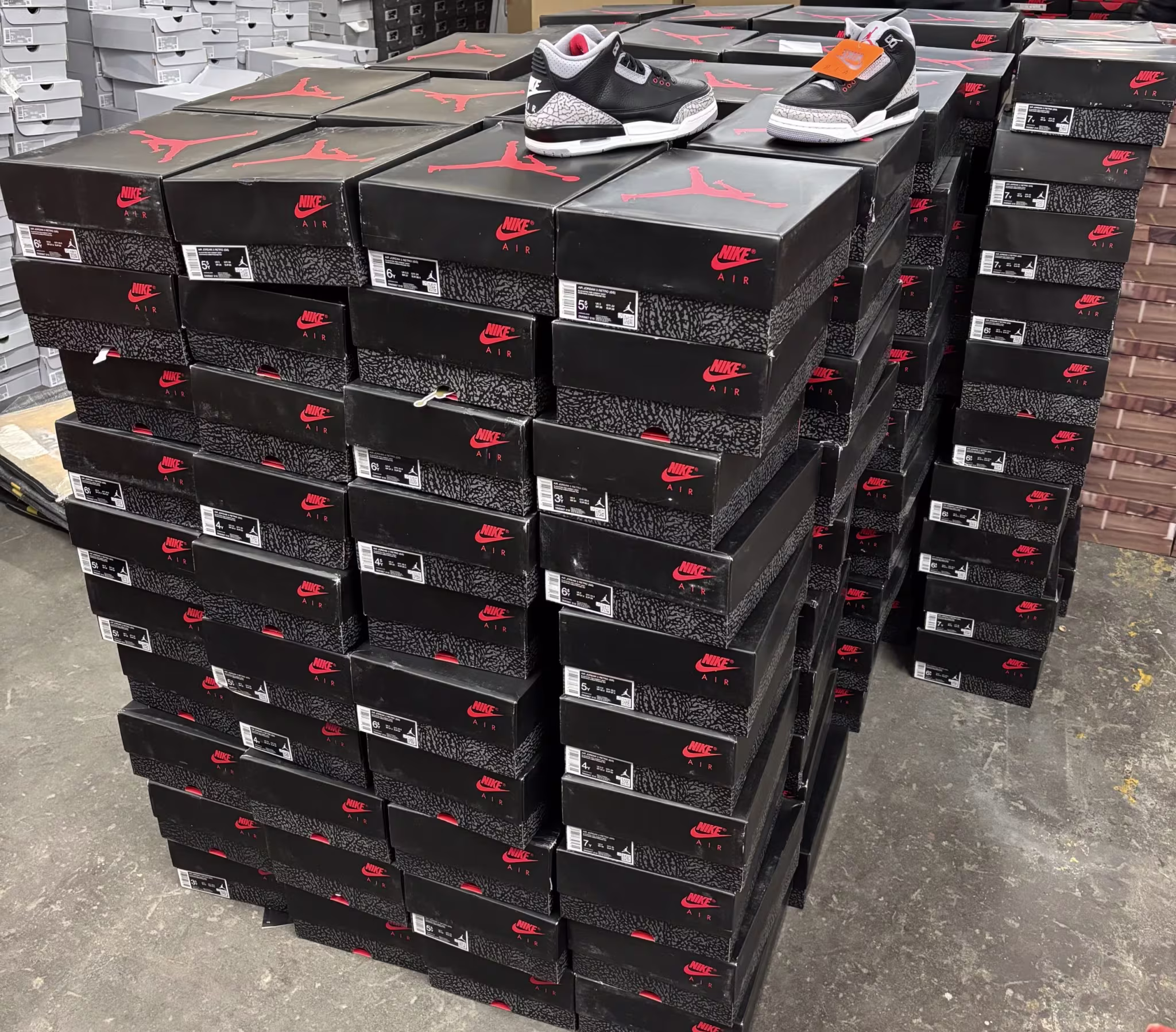 Air Jordan 3 Black Cement Stolen Warehouse
